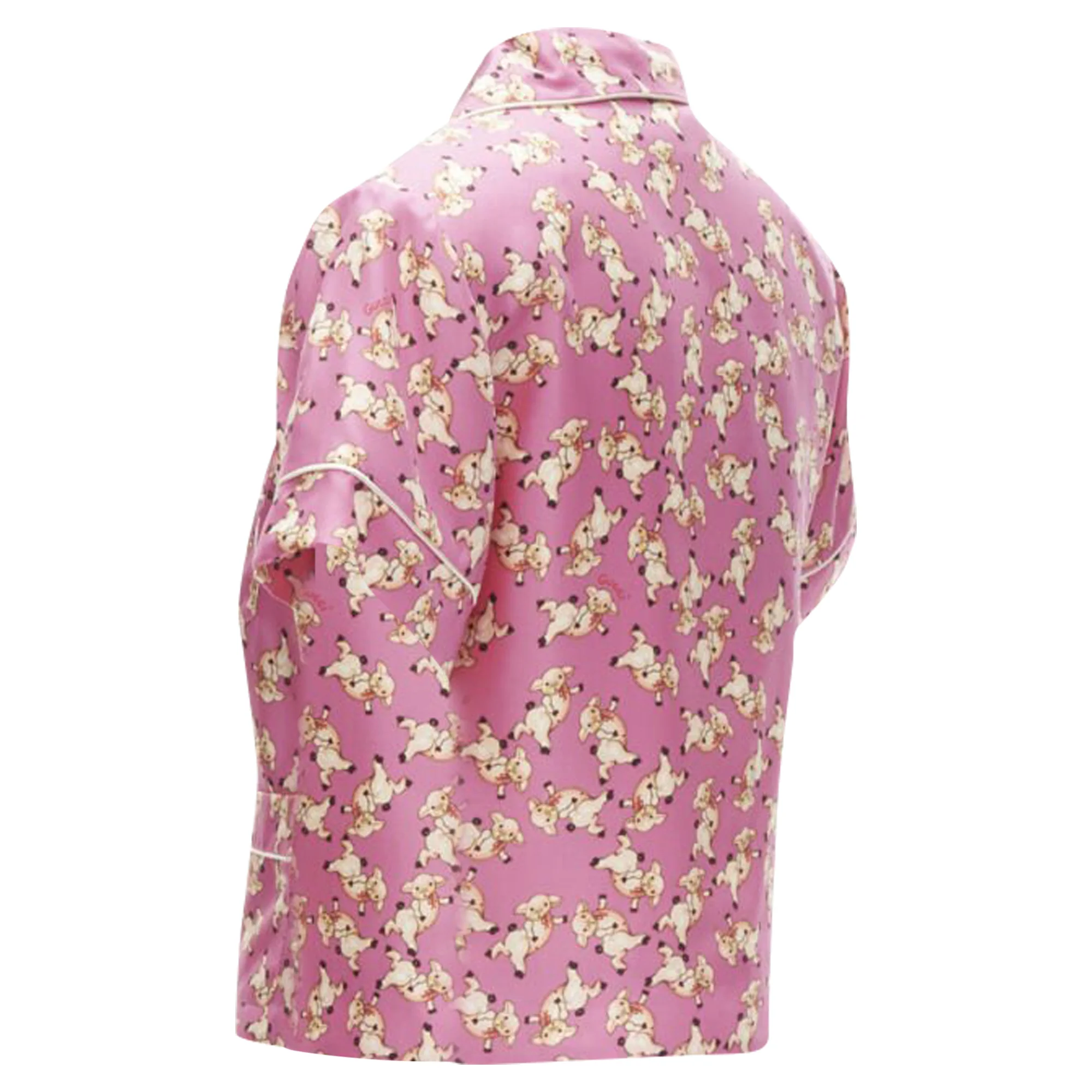 Women's Gucci CNY silk piggy print cropped pajama shirt - Image 6
