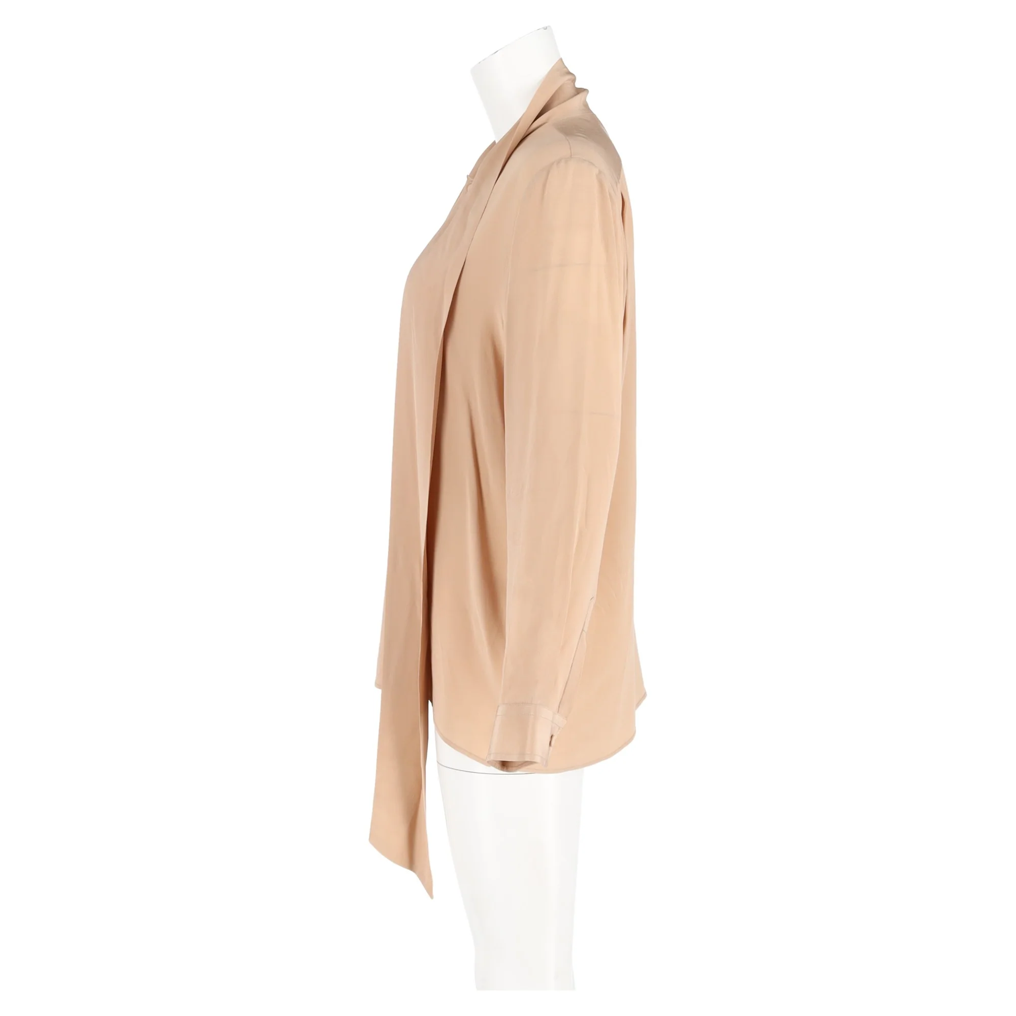 Women's Gucci Tie Neck Blouse in Beige Silk - Image 5