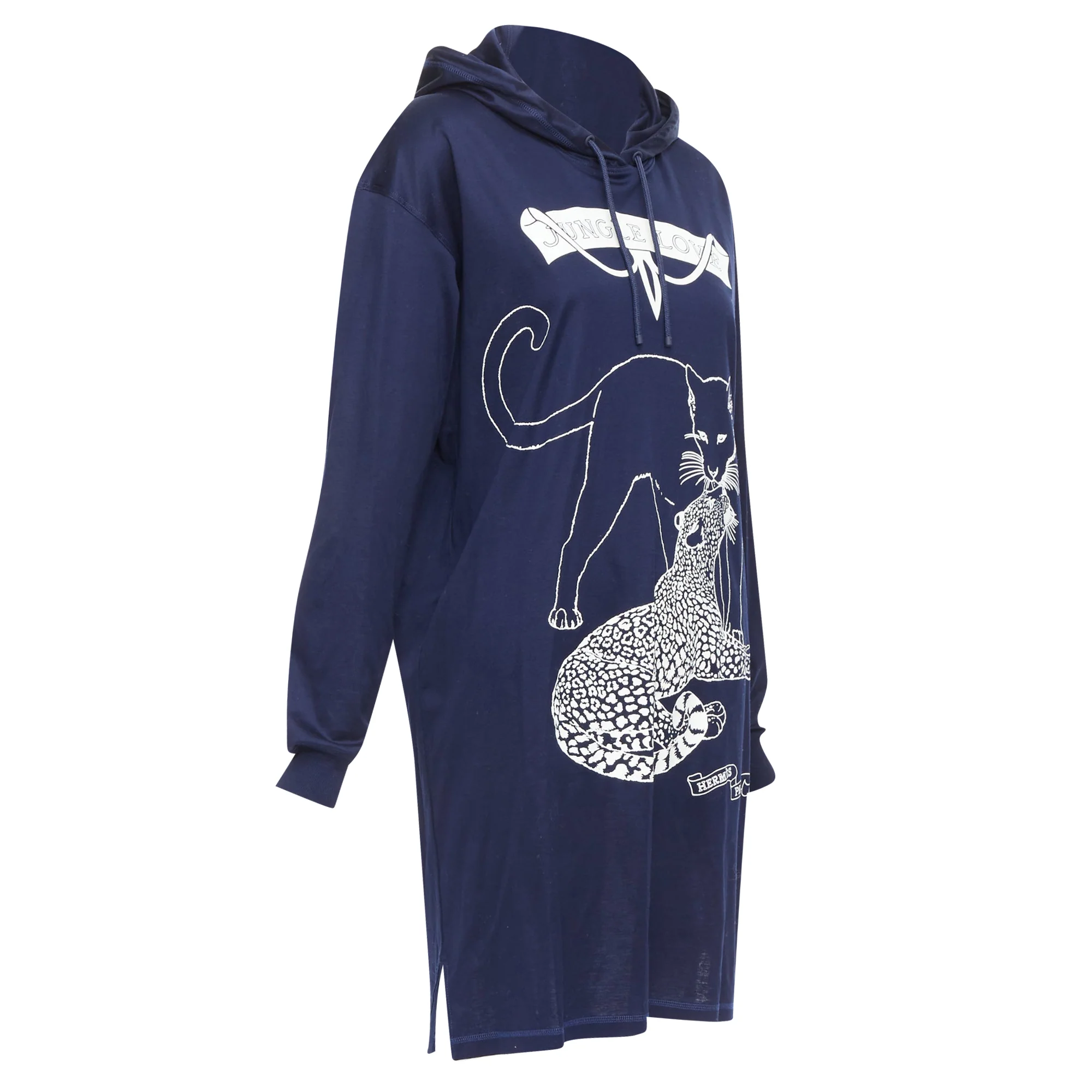 Women's Hermes jungle love print coated cotton hooded dress - Image 3