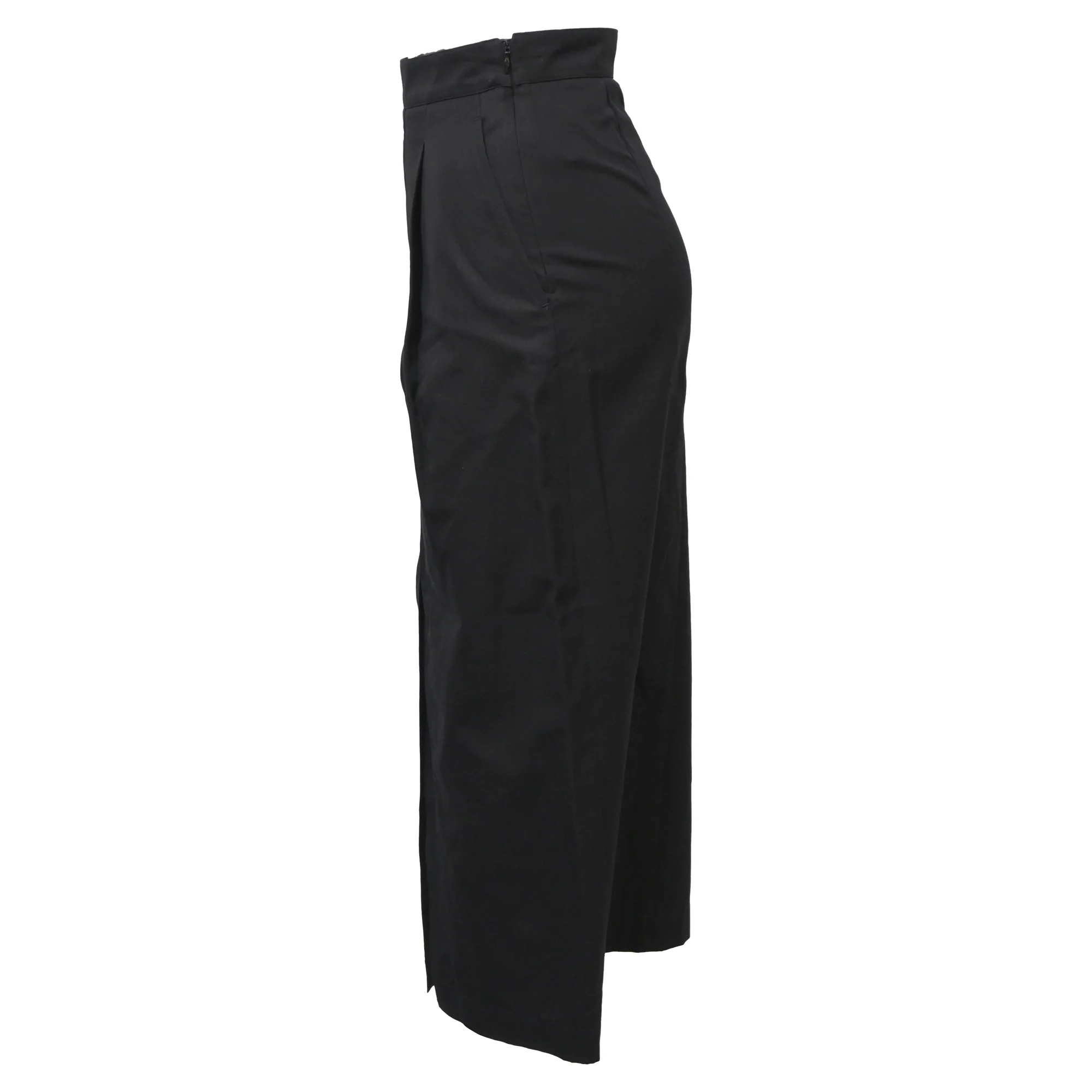 Women's Hermès Midi High-Waisted Front Slit Pencil Skirt in Black Wool - Image 2