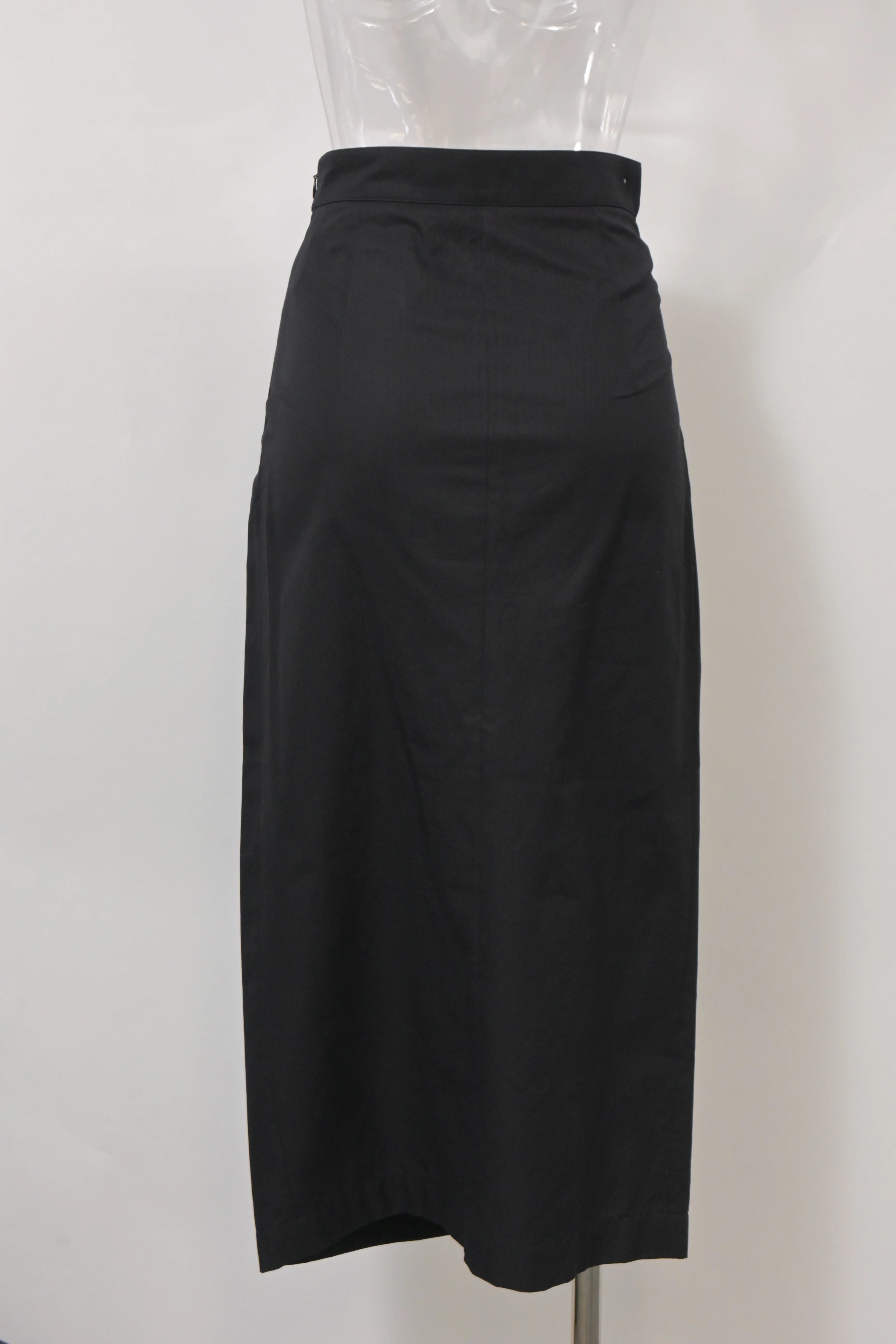 Women's Hermès Midi High-Waisted Front Slit Pencil Skirt in Black Wool - Image 7