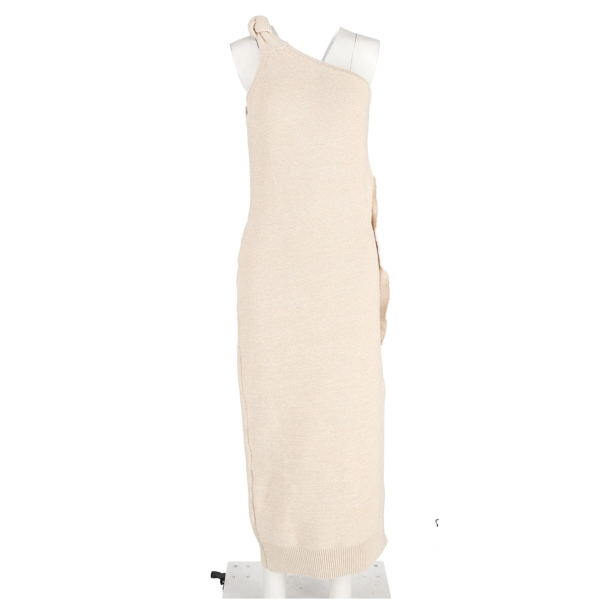 Women's Jacquemus La Robe Maille Noeud Midi Dress in Beige Polyamide - Image 5