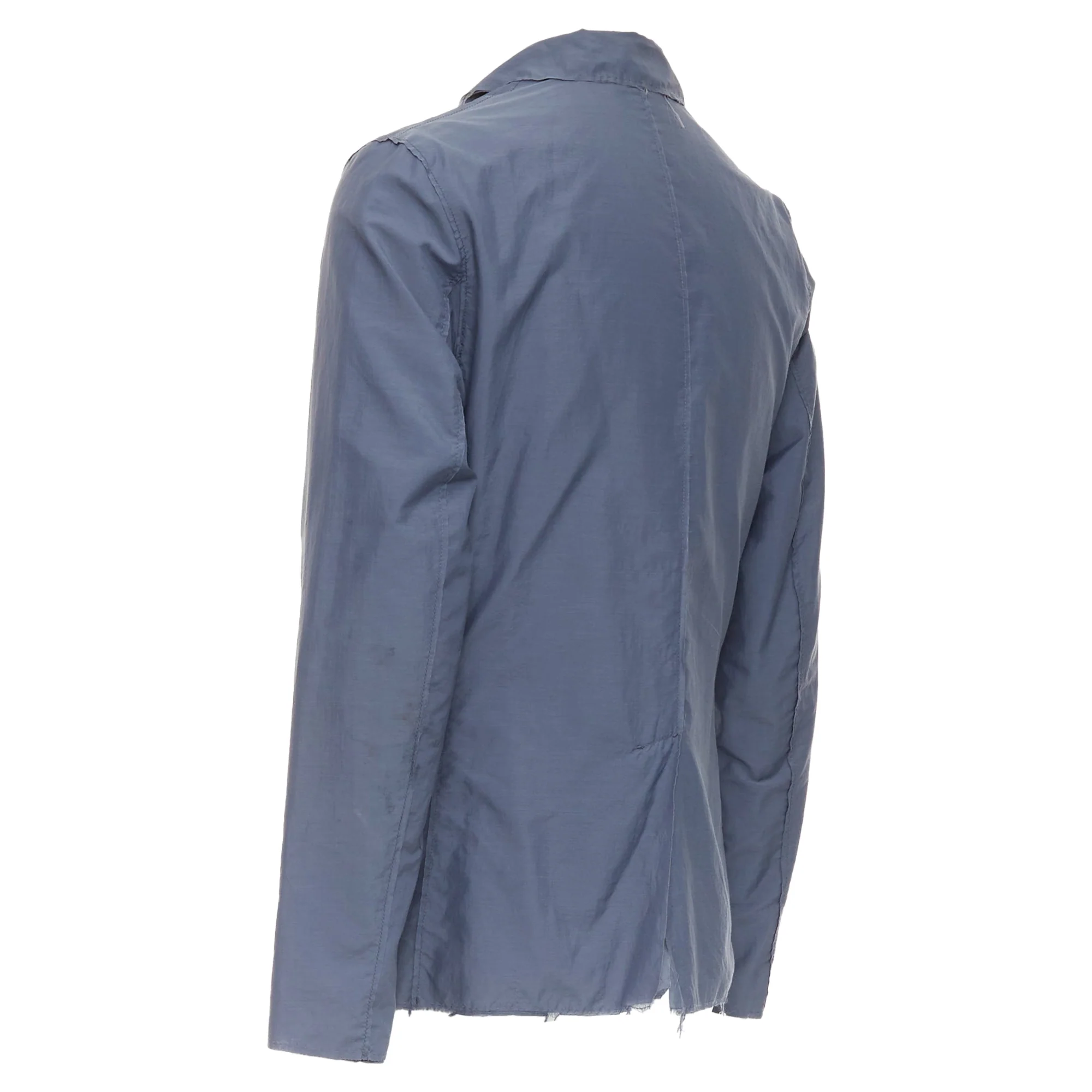 Men's LANVIN navy light double layer fabric raw edge casual blazer jacket FR46 S - Image 6