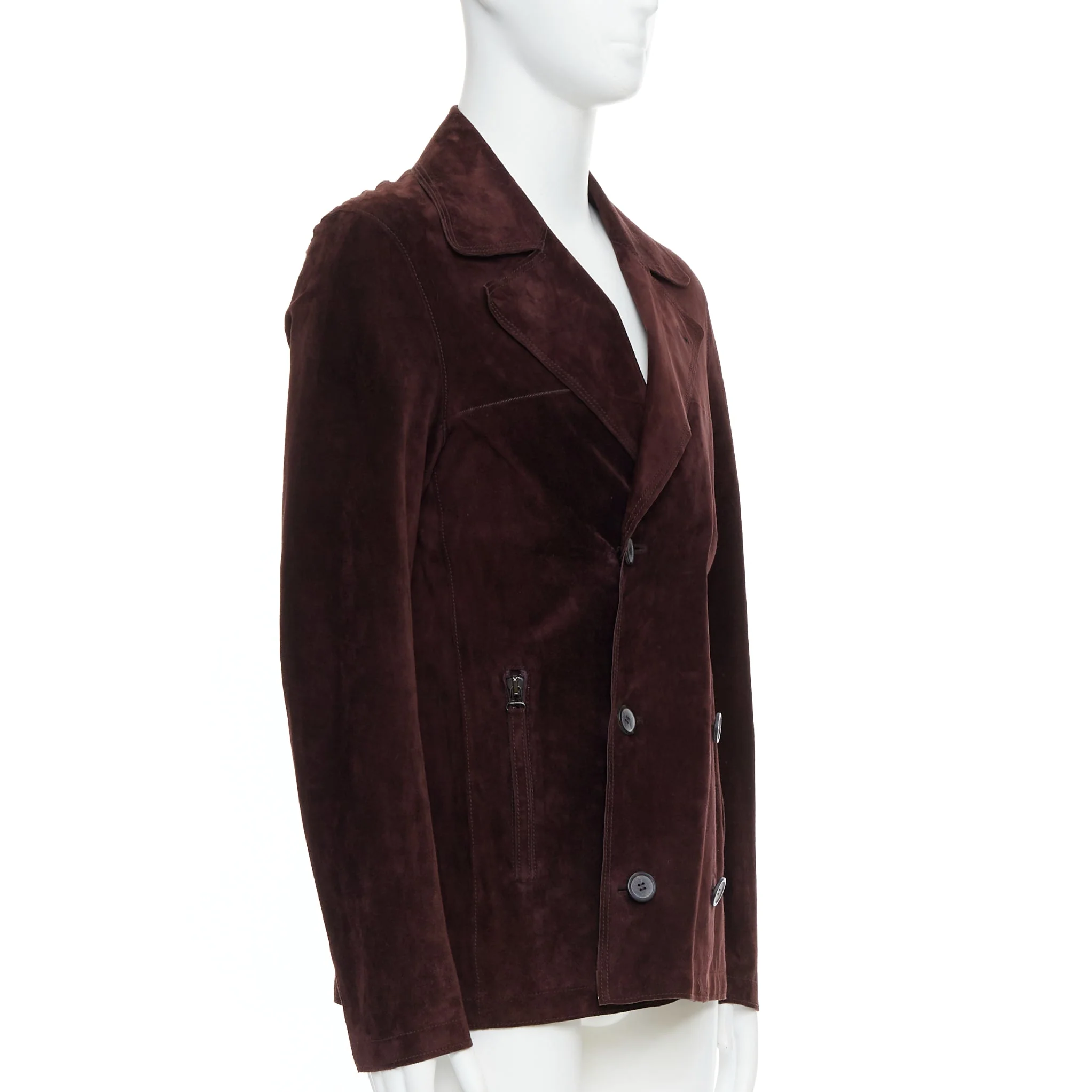 Men's Lanvin Vegetable Calfskin Suede Double Breasted Jacket - Image 10
