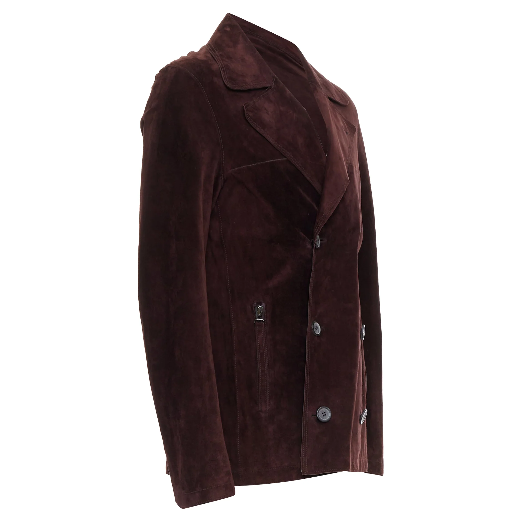Men's Lanvin Vegetable Calfskin Suede Double Breasted Jacket - Image 4