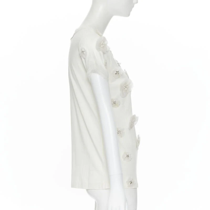 Women's Lanvin Alber Elbaz Collection silk pearl flower t-shirt - Image 10