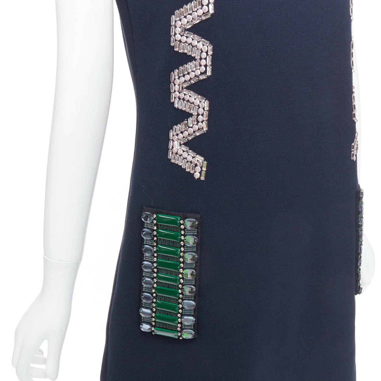 Women's Lanvin Cotton Rhinestone Embellished Ribbon Shift Dress - Image 8