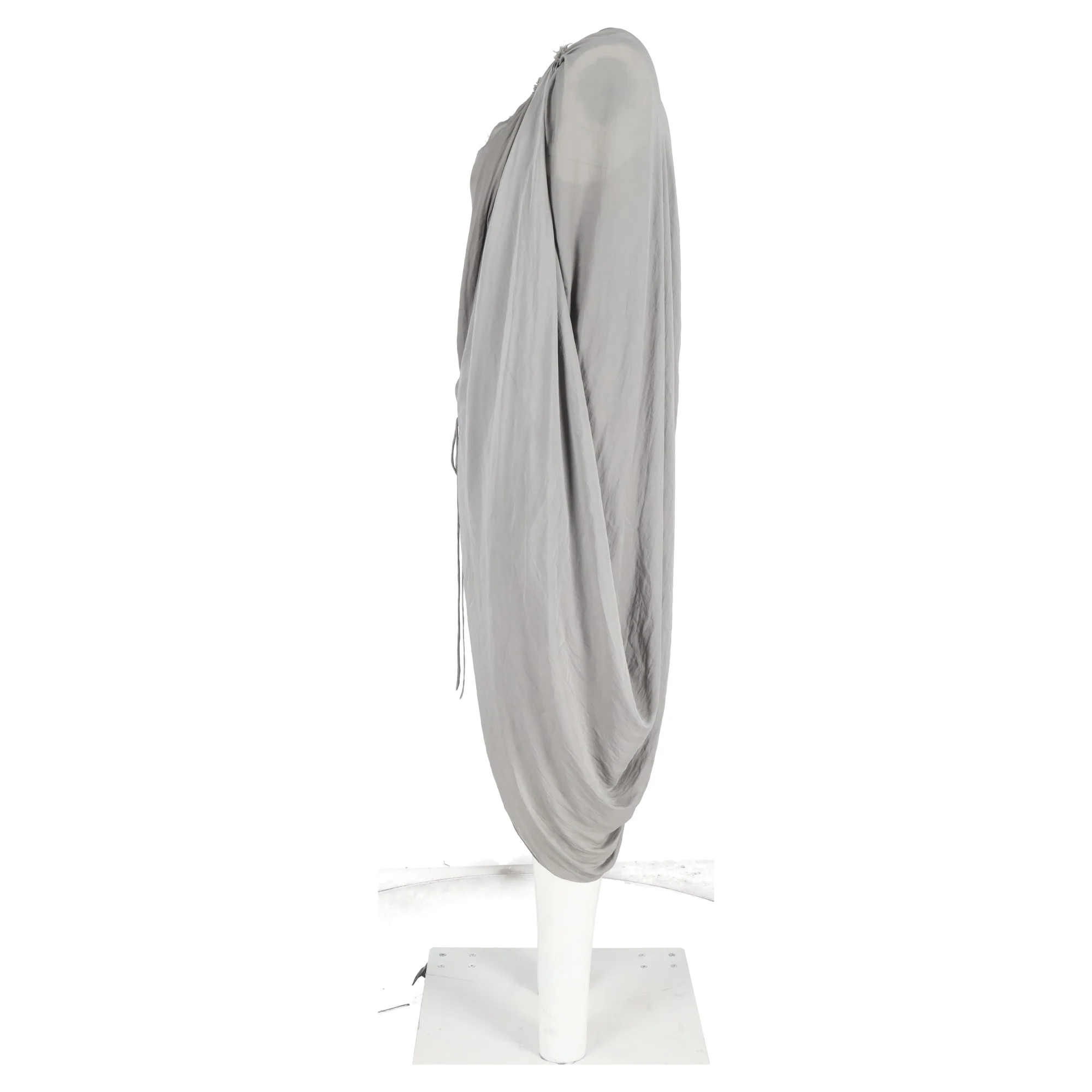 Women's Lanvin Draped Midi Dress in Grey Linen - Image 5