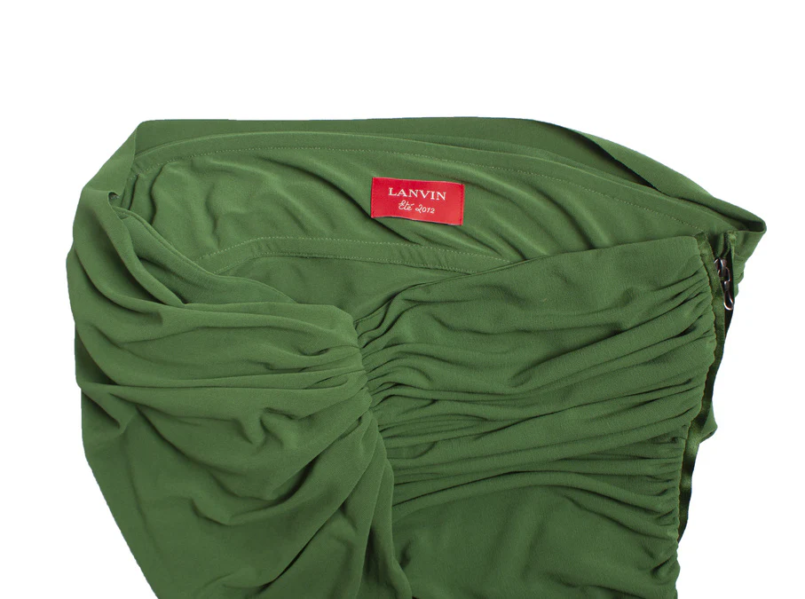 Women's Lanvin Green draped dress with one shoulder - Image 9