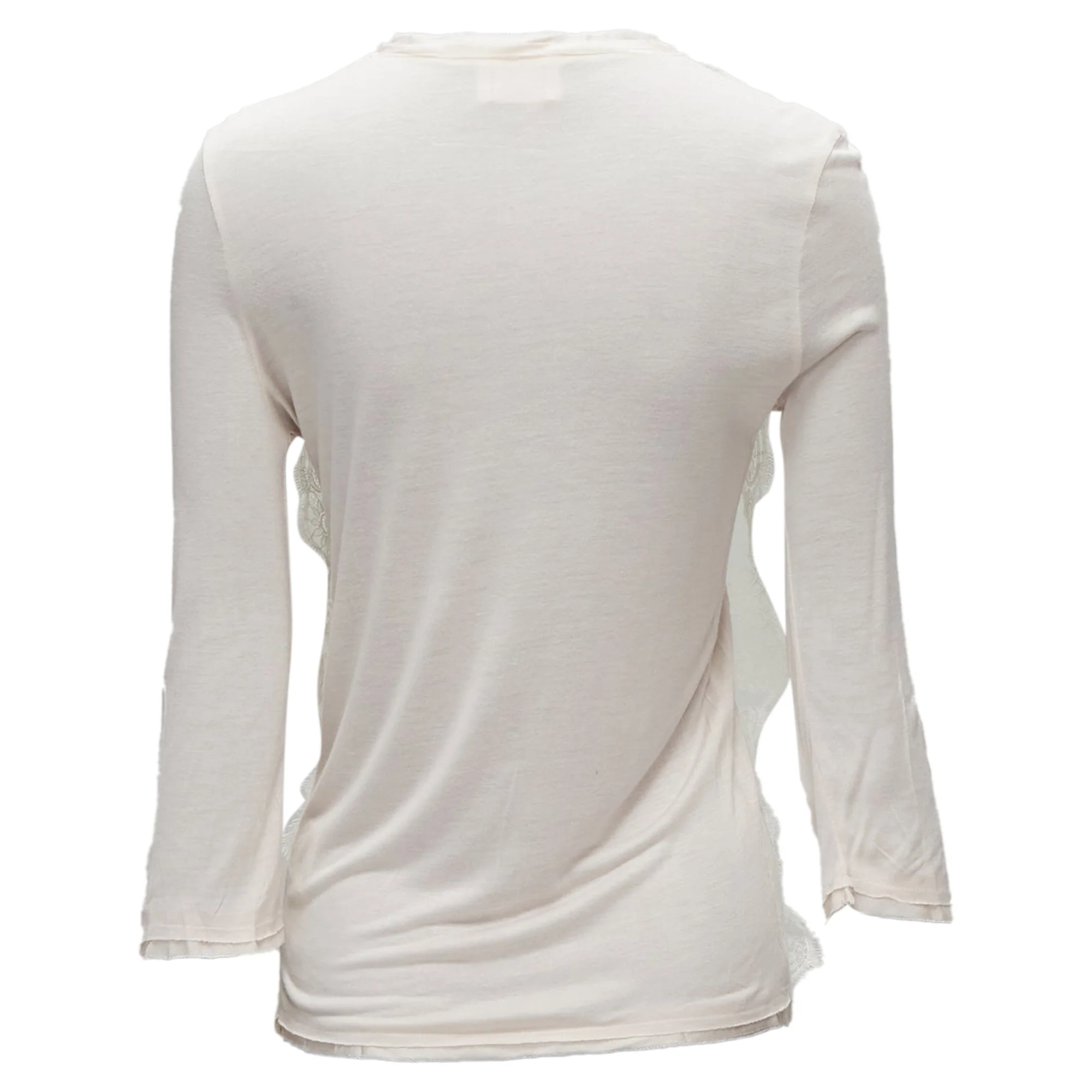 Women's Lanvin lace overlay asymmetric cropped sleeve top - Image 5
