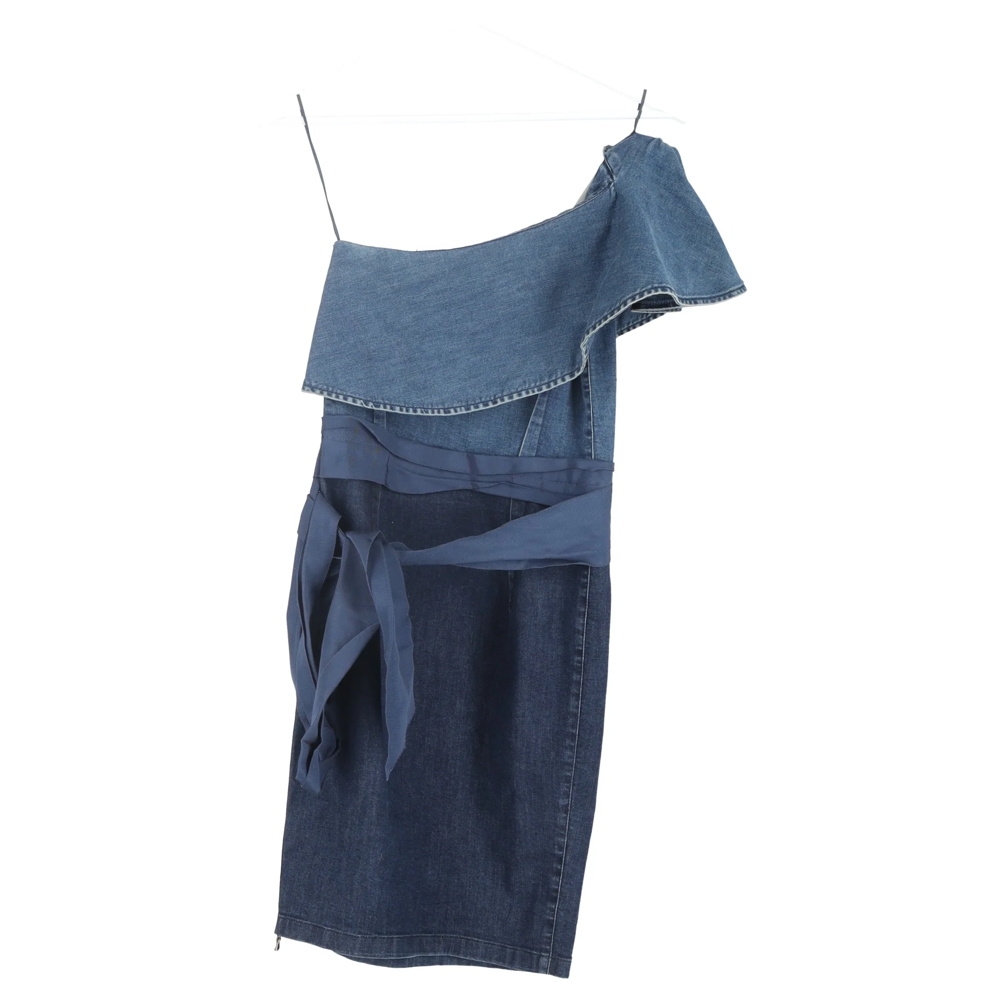 Women's Lanvin One Shoulder Mini Dress in Blue Denim - Image 5
