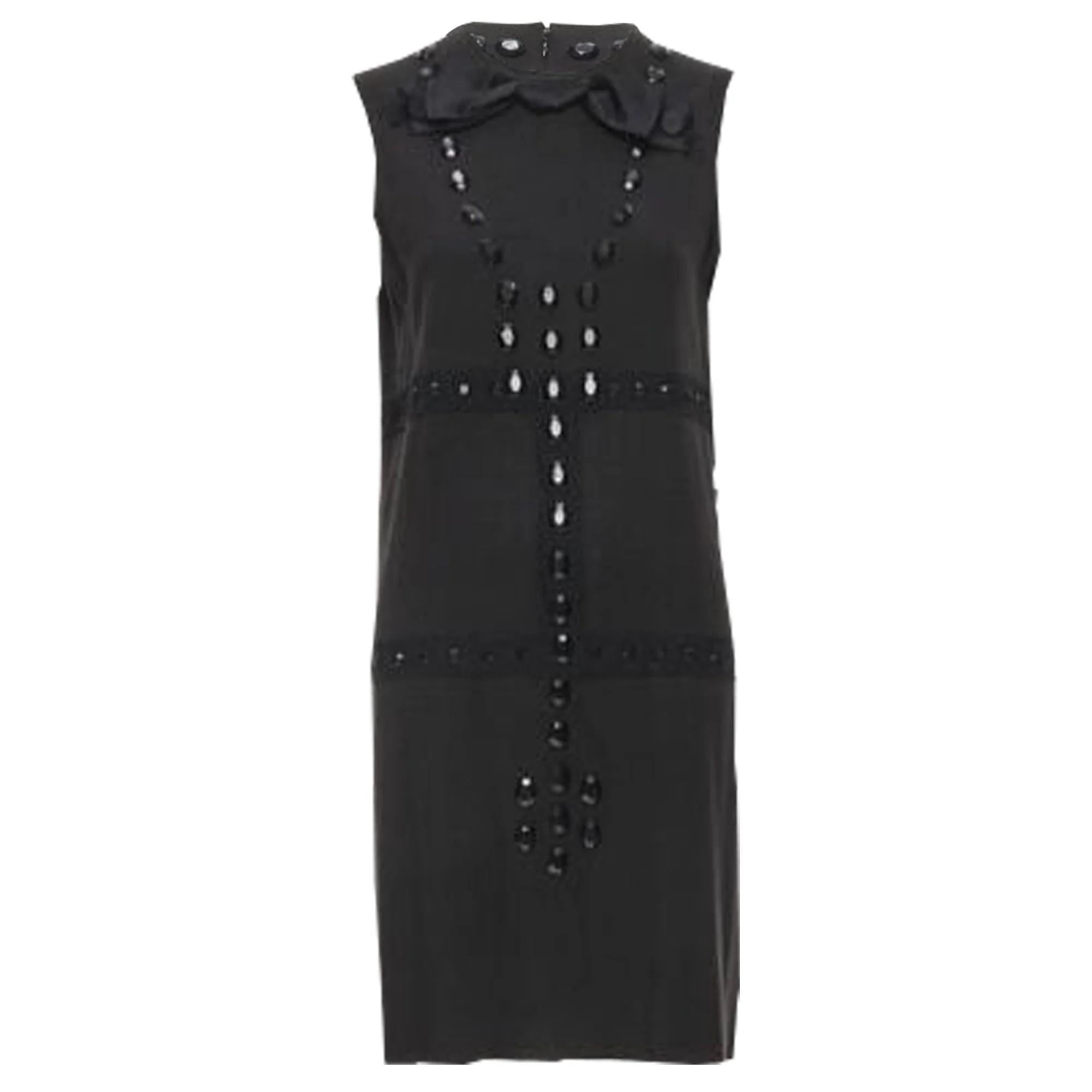 Women's Lanvin wool jewel embellished sheath dress - Image 3