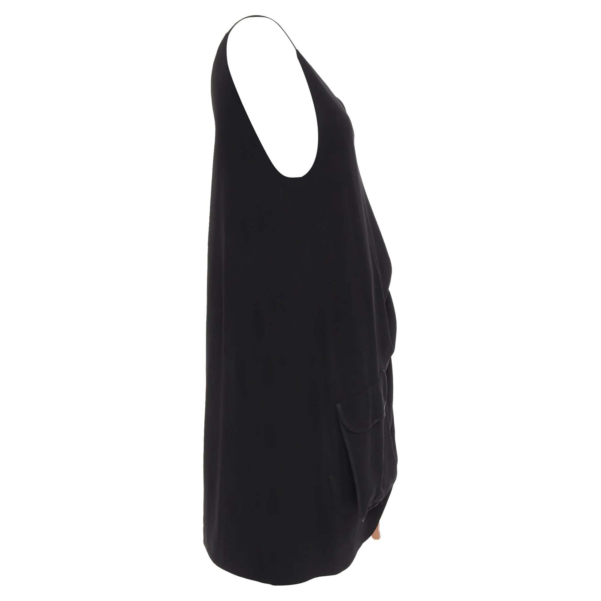 Women's Loewe black crepe brown anagram leather gathered side dress - Image 4