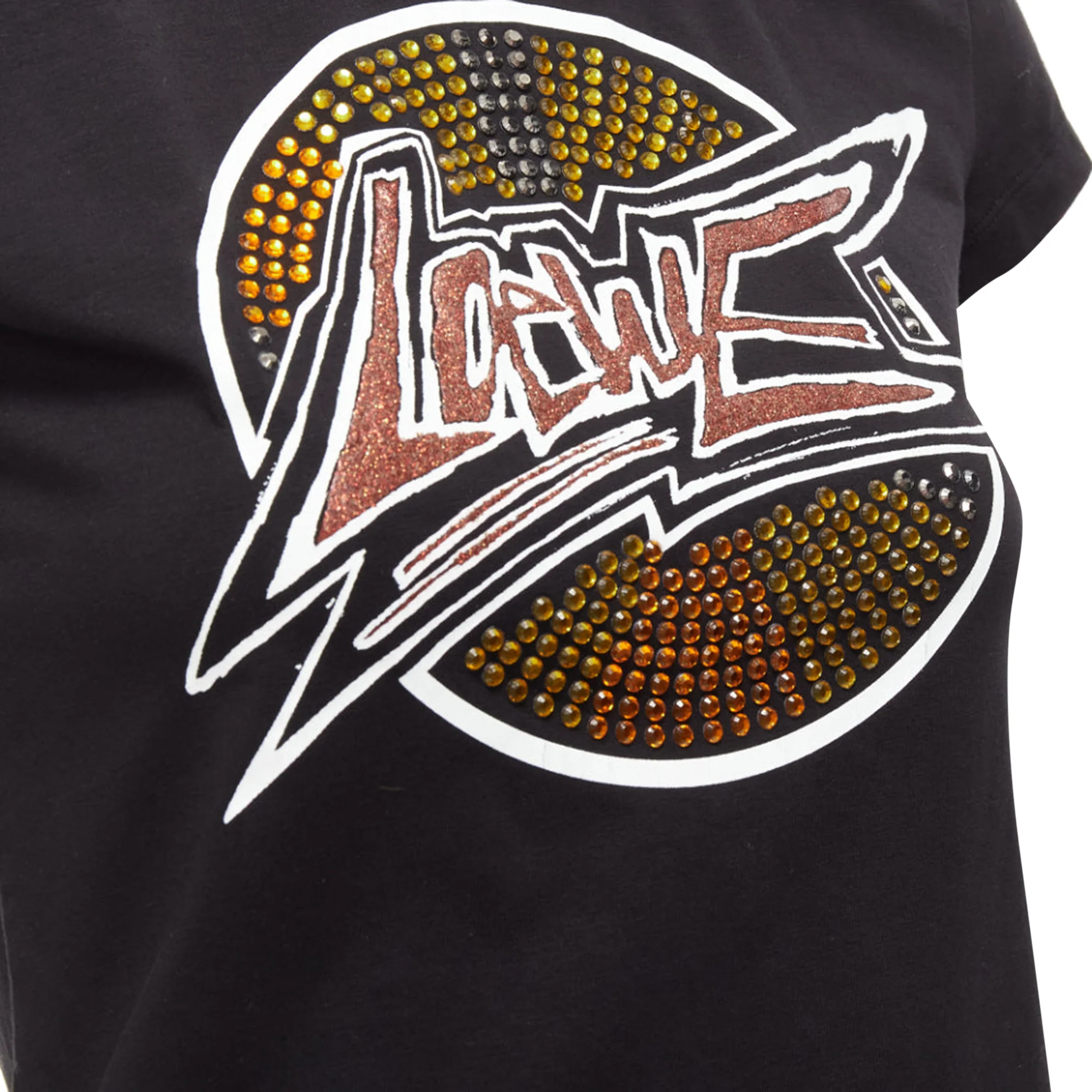 Women's Loewe Glass Crystal Red Glitter Logo Cotton Blend Tshirt - Image 2