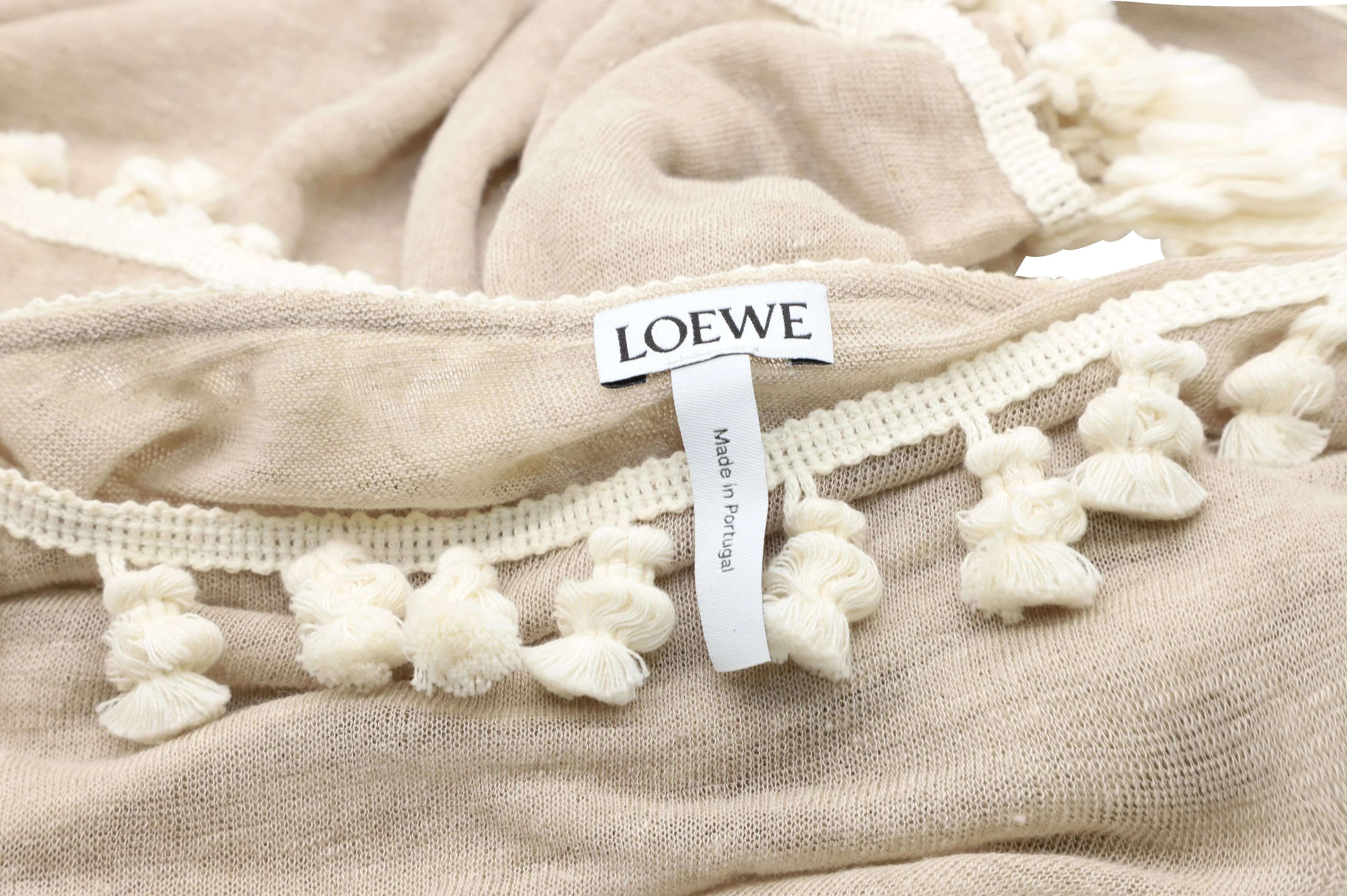 Women's Loewe Tassel T-Shirt in Beige Linen - Image 2
