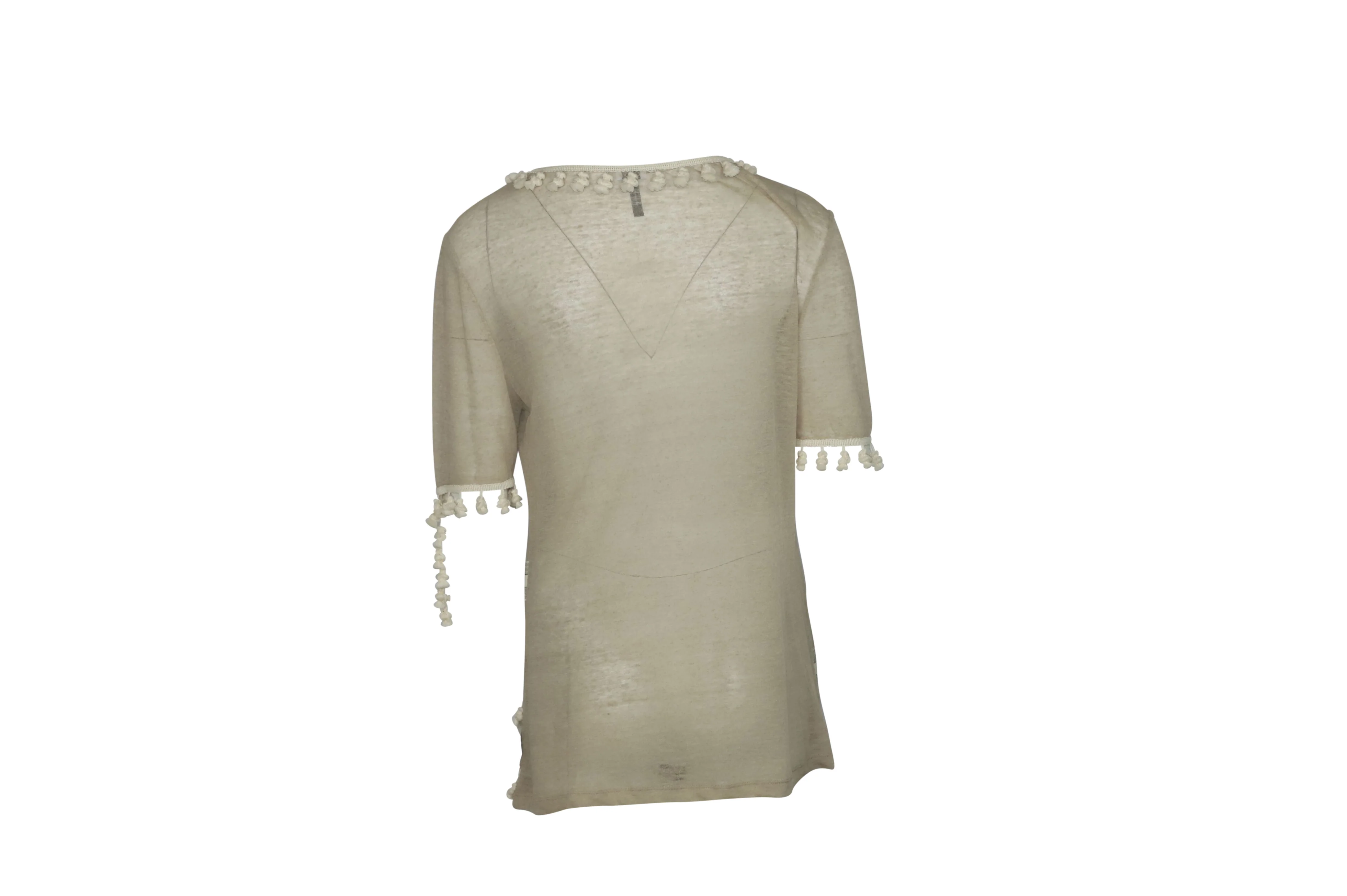 Women's Loewe Tassel T-Shirt in Beige Linen - Image 5
