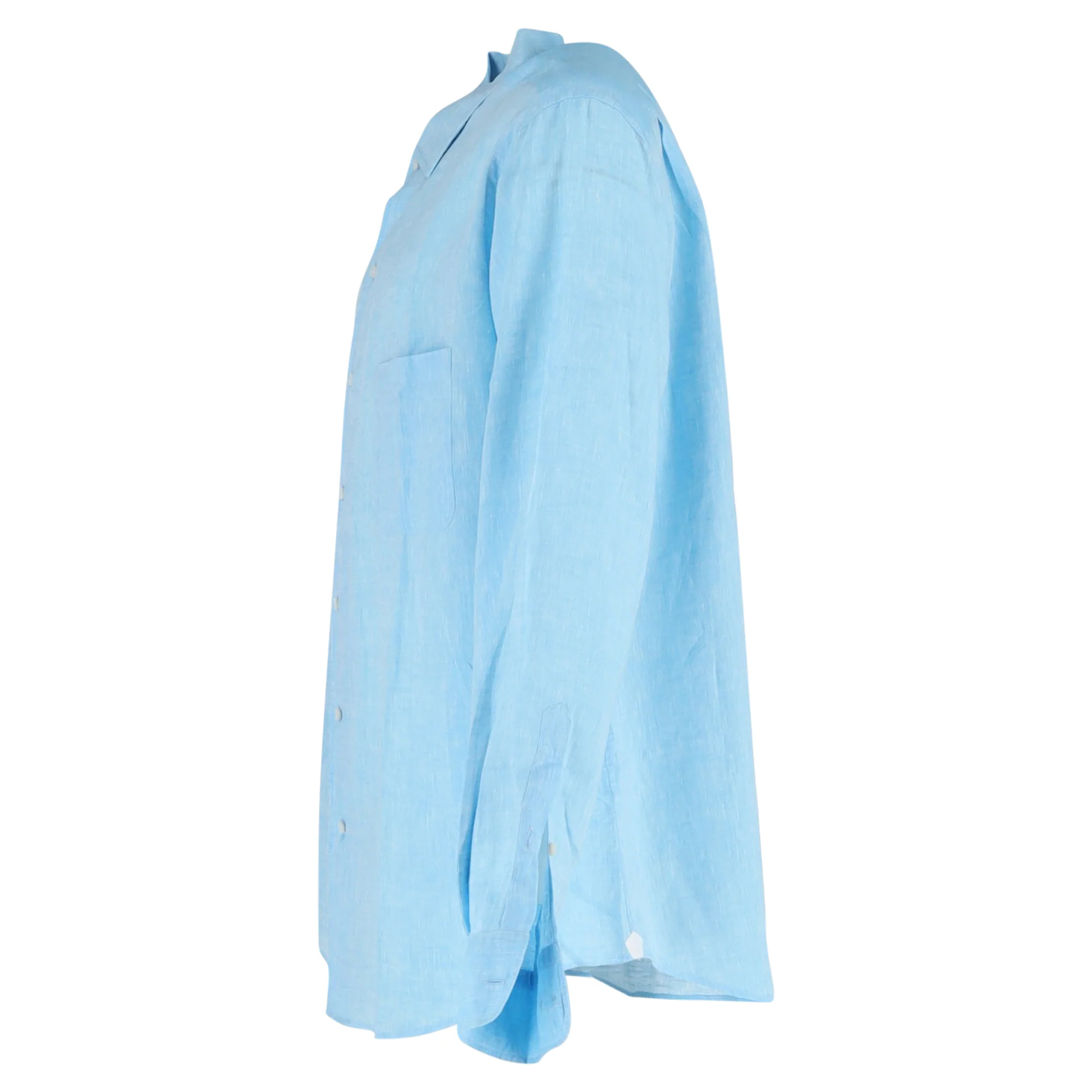 Men's Loro Piana Andre Long Sleeve Shirt in Blue Linen - Image 2