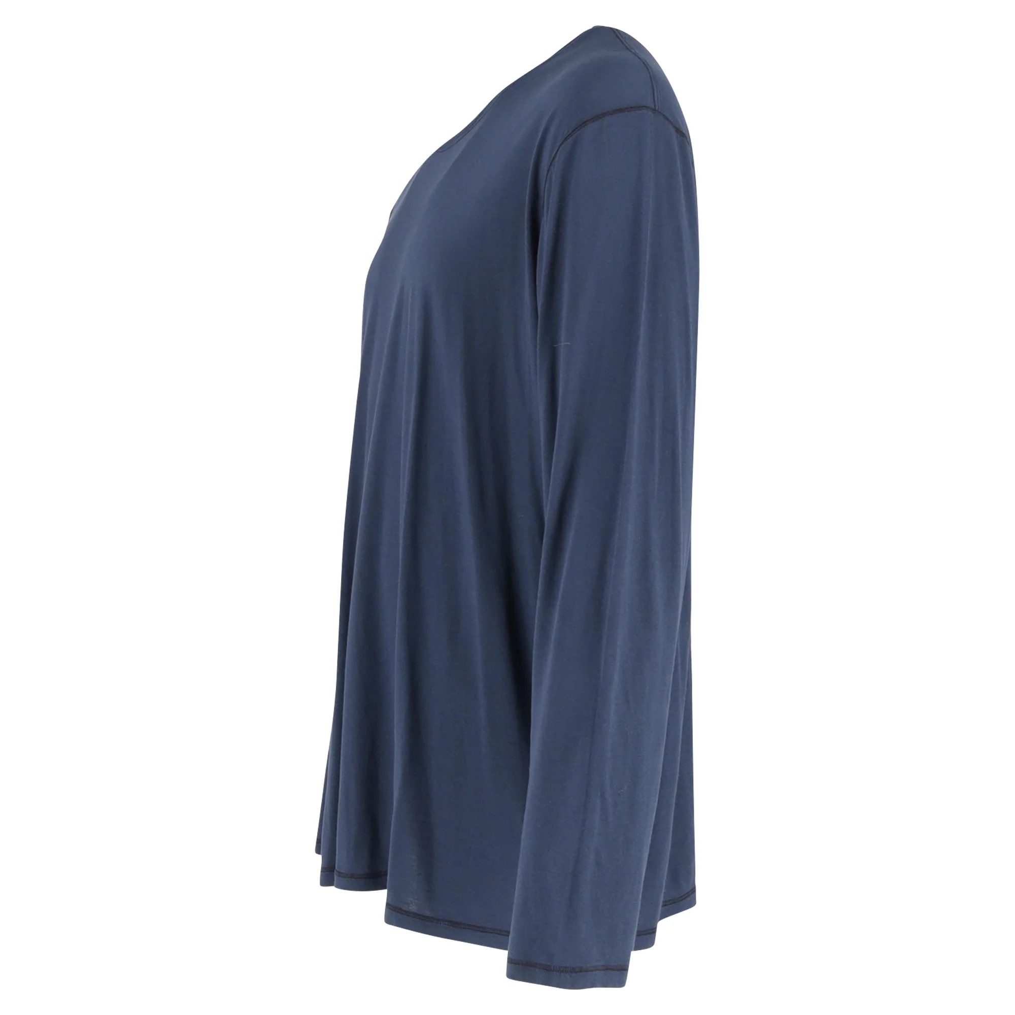 Men's Loro Piana Crewneck Long Sleeve T-Shirt in Navy Blue Cotton - Image 2
