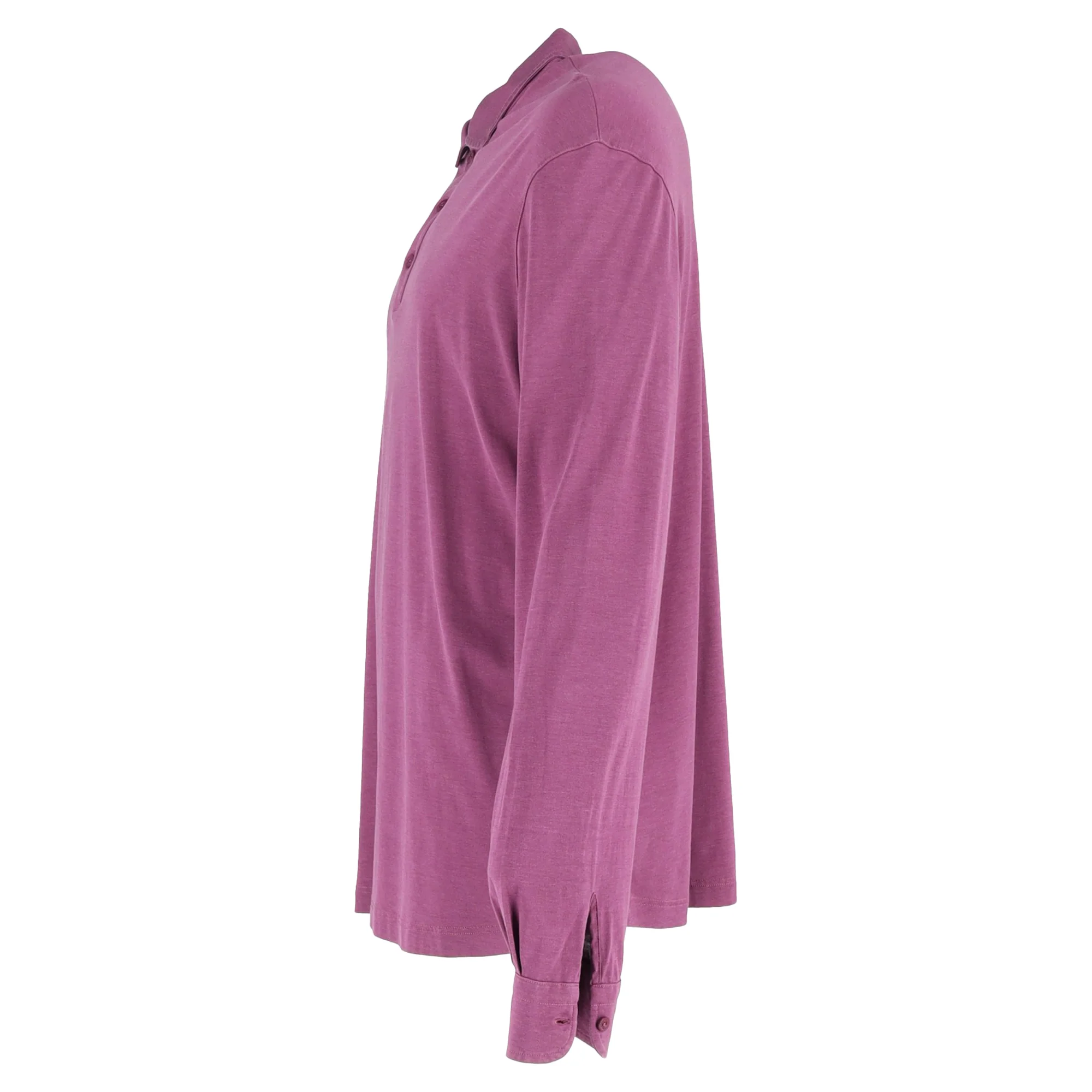 Men's Loro Piana Long Sleeve Polo Shirt in Purple Cotton - Image 2