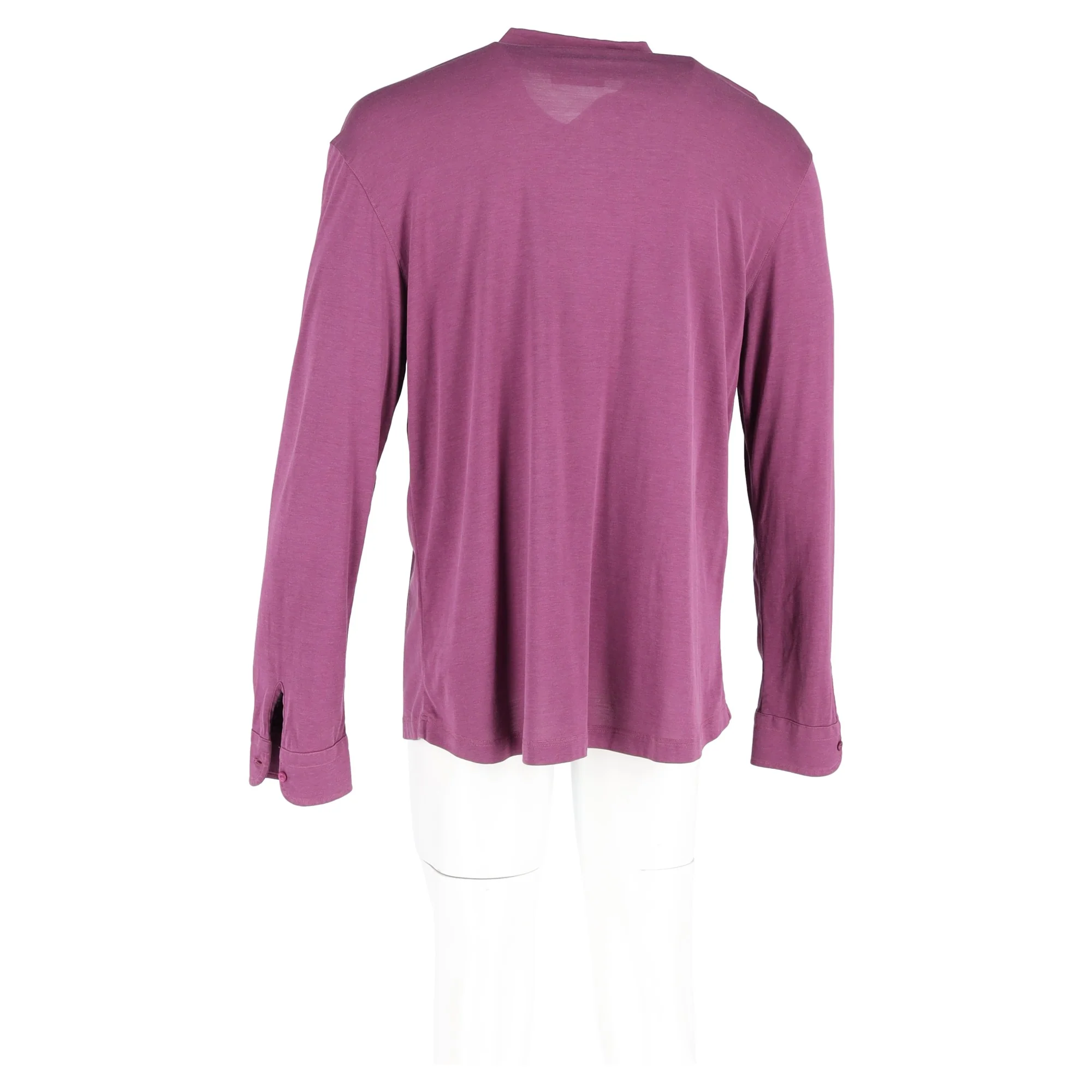 Men's Loro Piana Long Sleeve Polo Shirt in Purple Cotton - Image 6