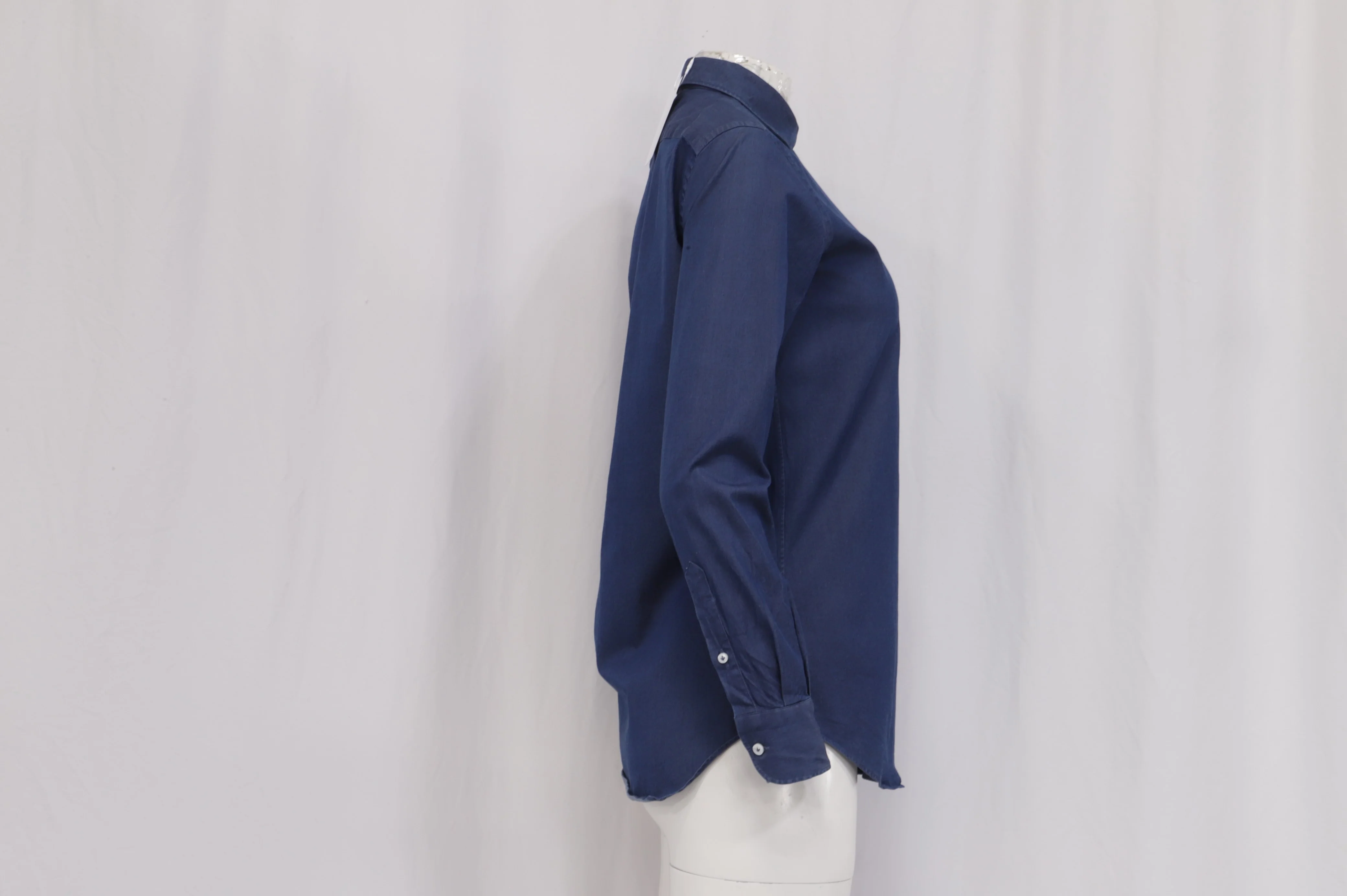 Women's  Loro Piana Button-Down Denim Shirt in Blue Cotton - Image 9