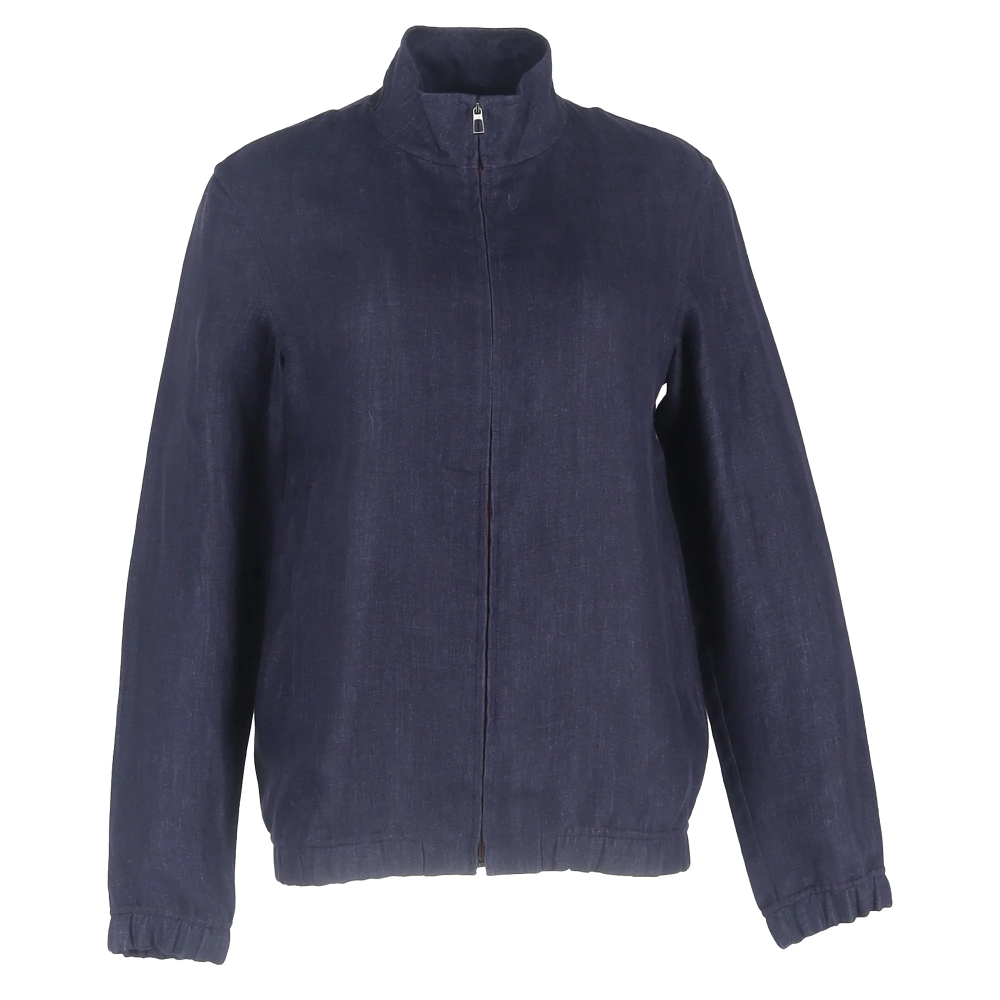 Women's Loro Piana Rain System Bomber Jacket in Navy Blue Linen