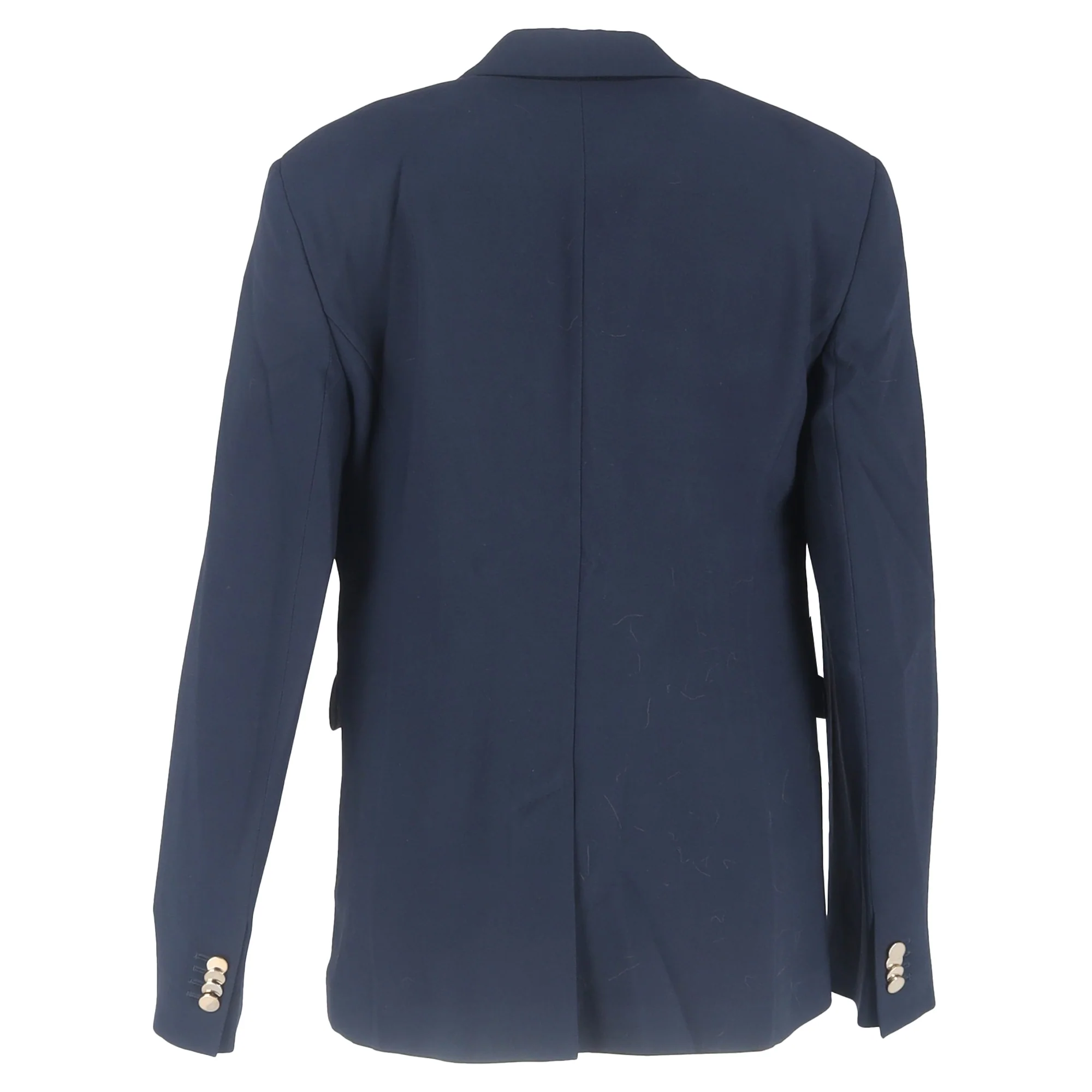 Women's Loro Piana Single Breasted Blazer in Navy Blue Wool - Image 3