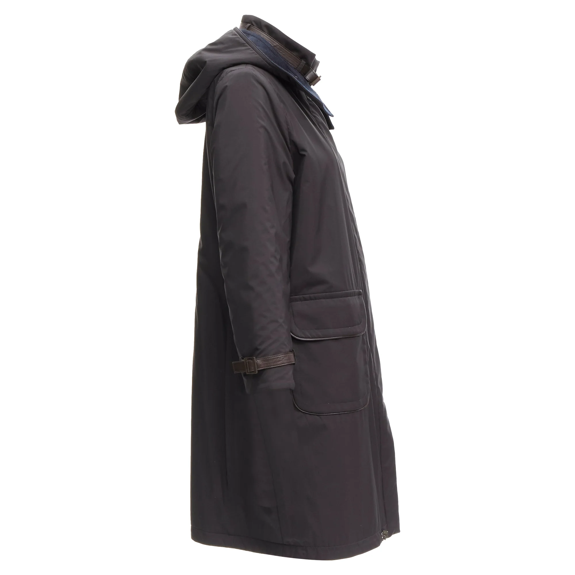 Women's Loro Piana Storm System Reversible Cashmere Wool Leather Trimmed Coat - Image 5