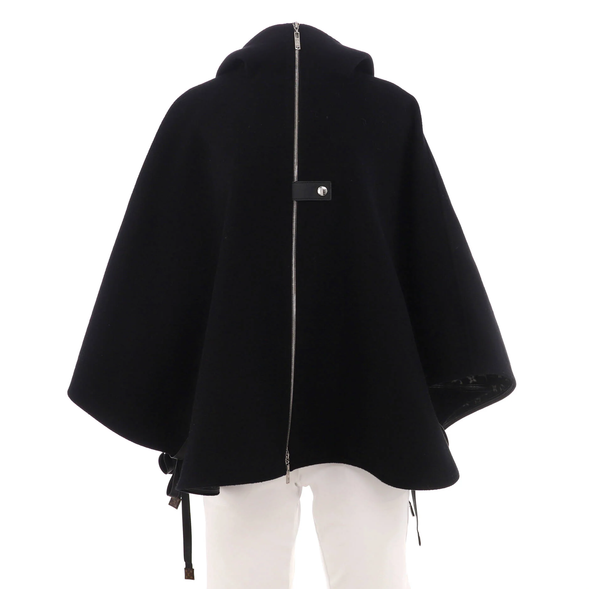 Women's Hooded Cape with Monogram Interior Wool Blend