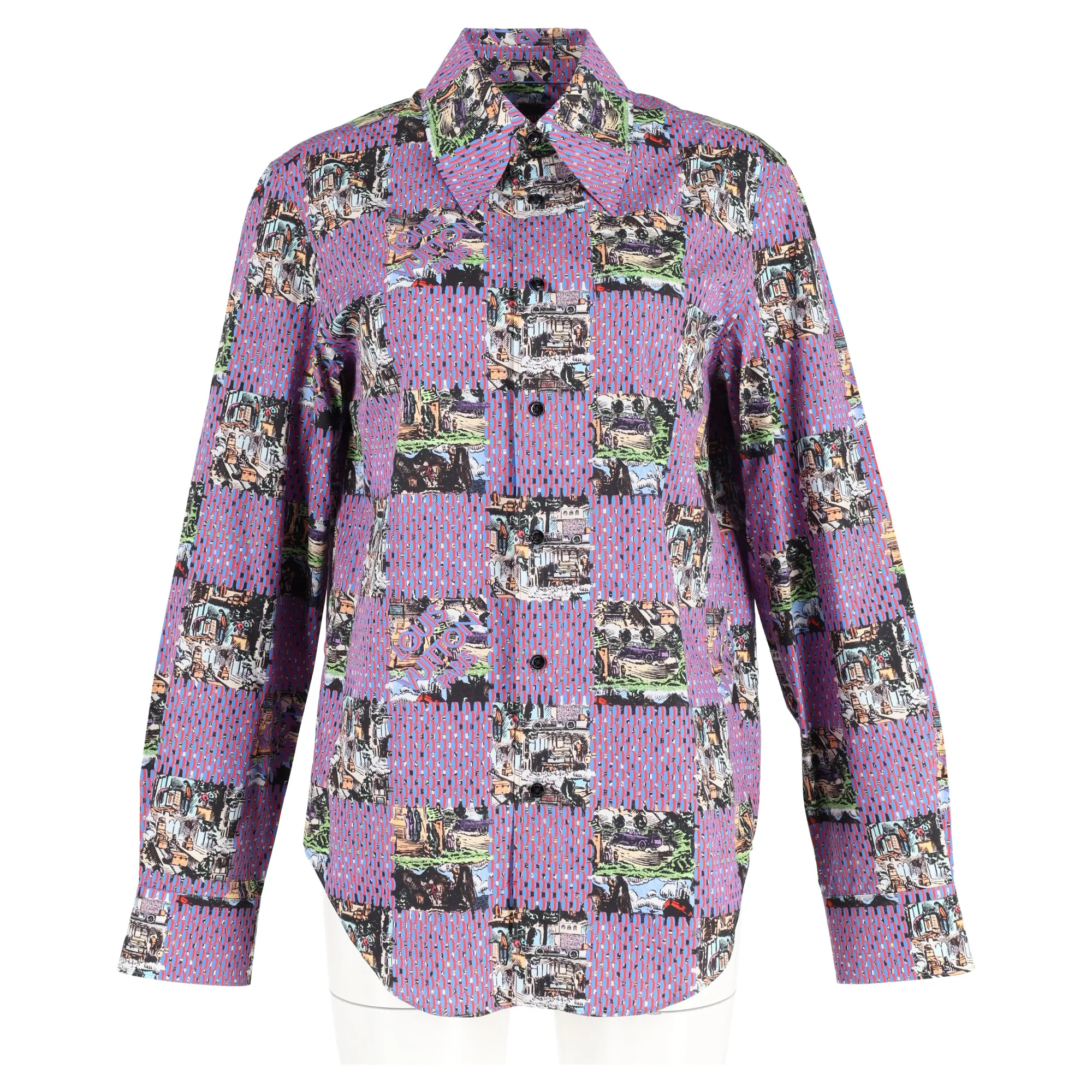 Women's Louis Vuitton Damier Motif Shirt in Purple Cotton - Image 4