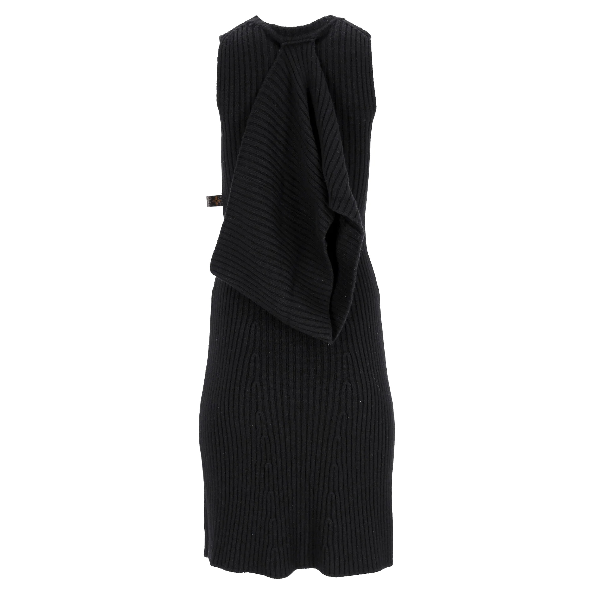 Women's  Louis Vuitton Knitted Sleeveless Midi Dress in Black Wool - Image 3