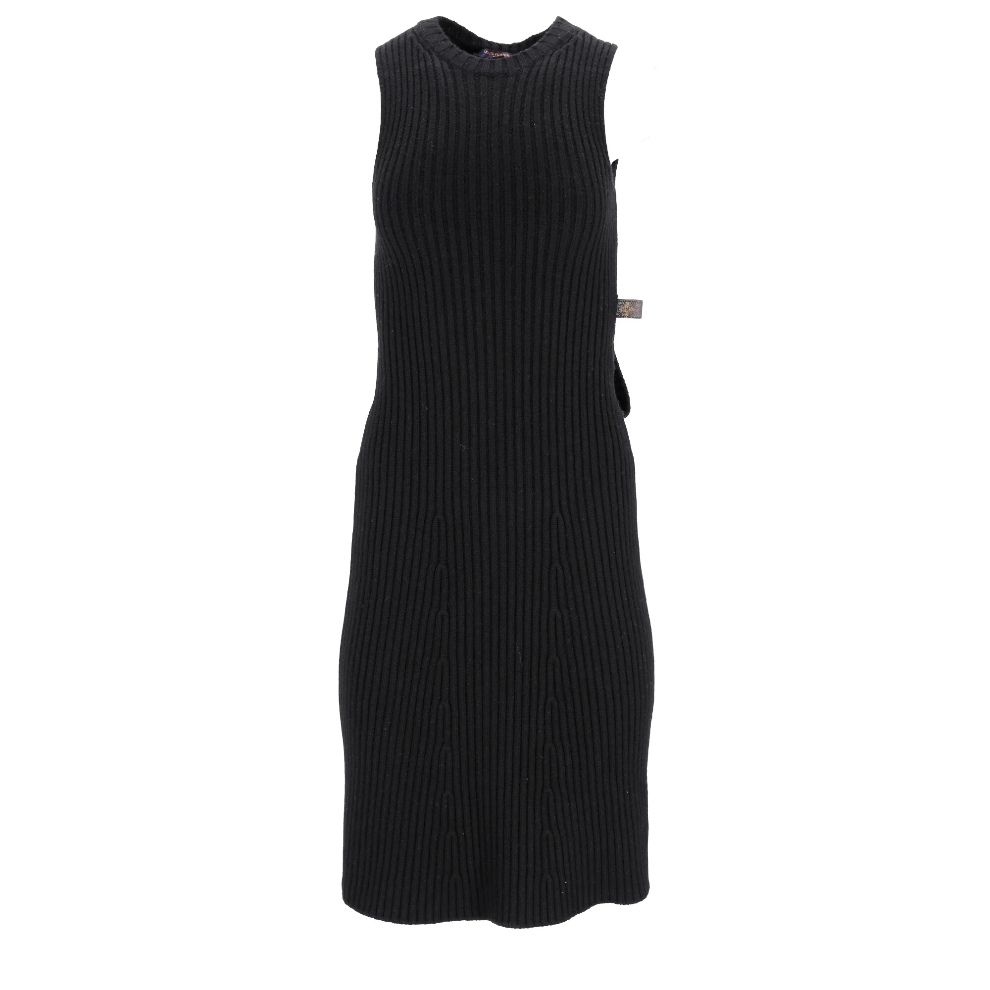 Women's  Louis Vuitton Knitted Sleeveless Midi Dress in Black Wool - Image 6