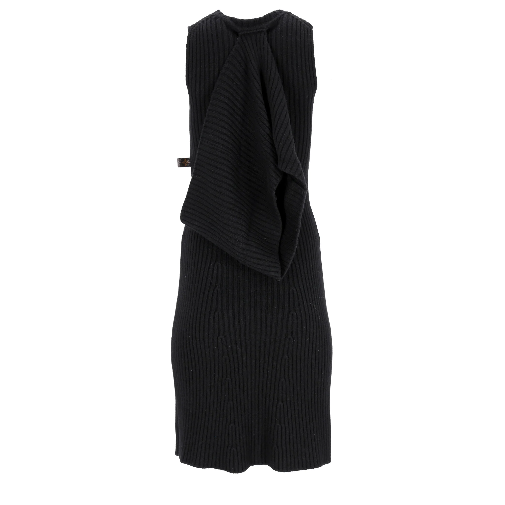 Women's  Louis Vuitton Knitted Sleeveless Midi Dress in Black Wool - Image 8