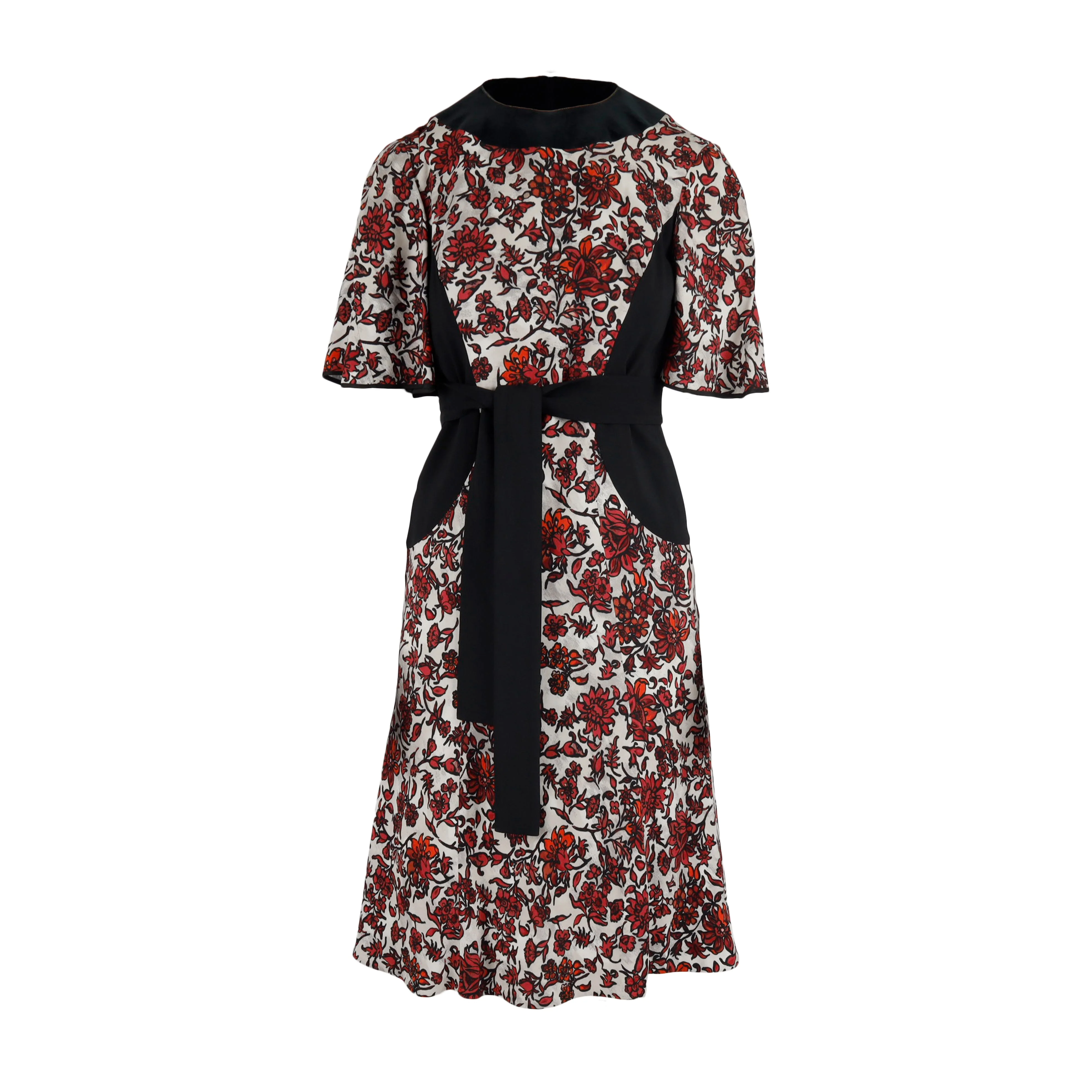 Women's Louis Vuitton Red Black Floral Printed Dress - '10s - Image 2