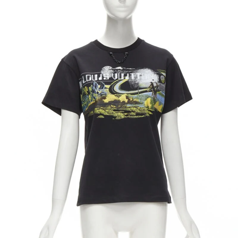 Women's Louis Vuitton Volleyball Space graphic chain trimmed cotton tshirt - Image 7