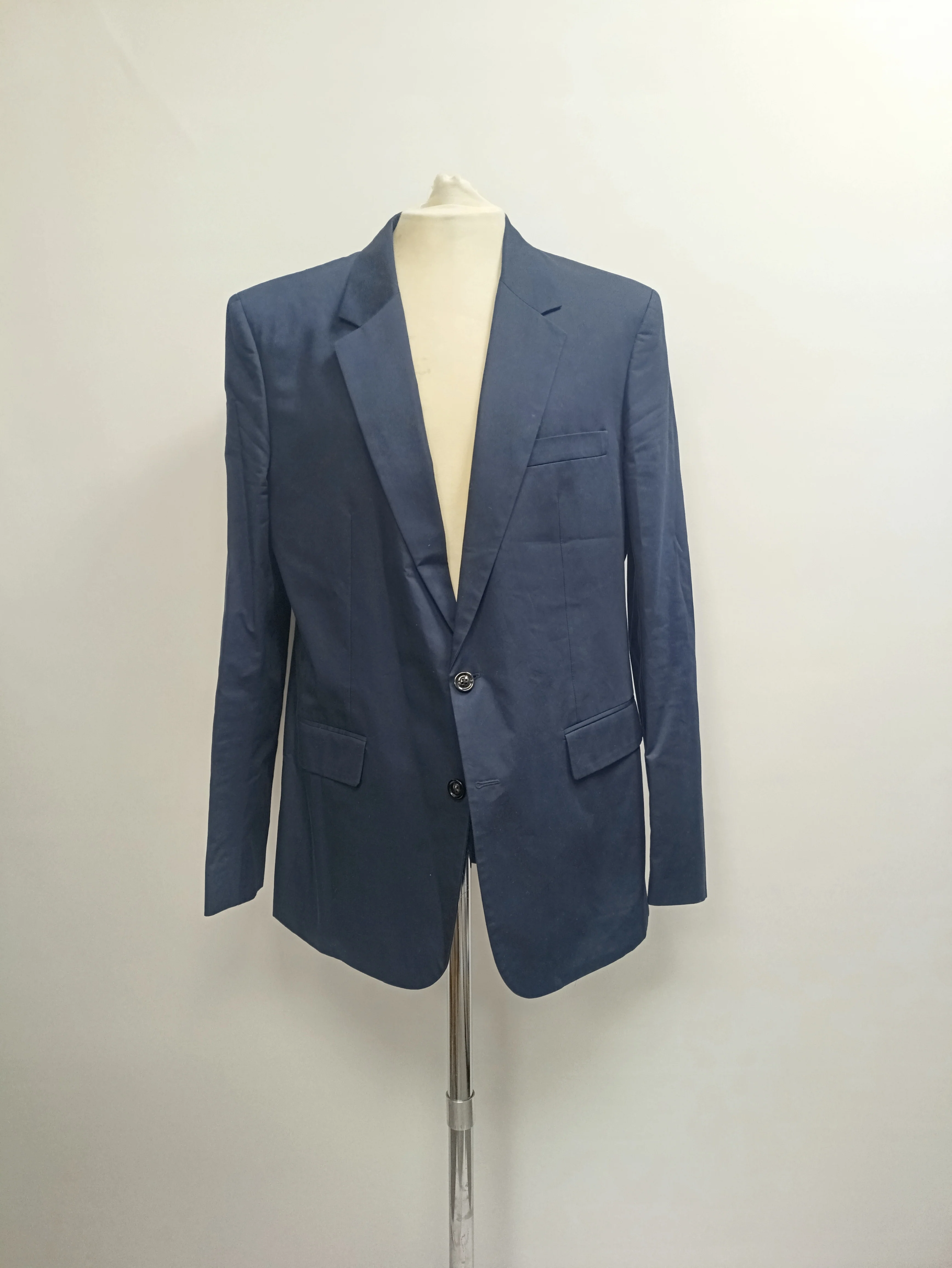 Men's Maison Margiela Single-Breasted Blazer with Pockets in Navy Blue Cotton - Image 6