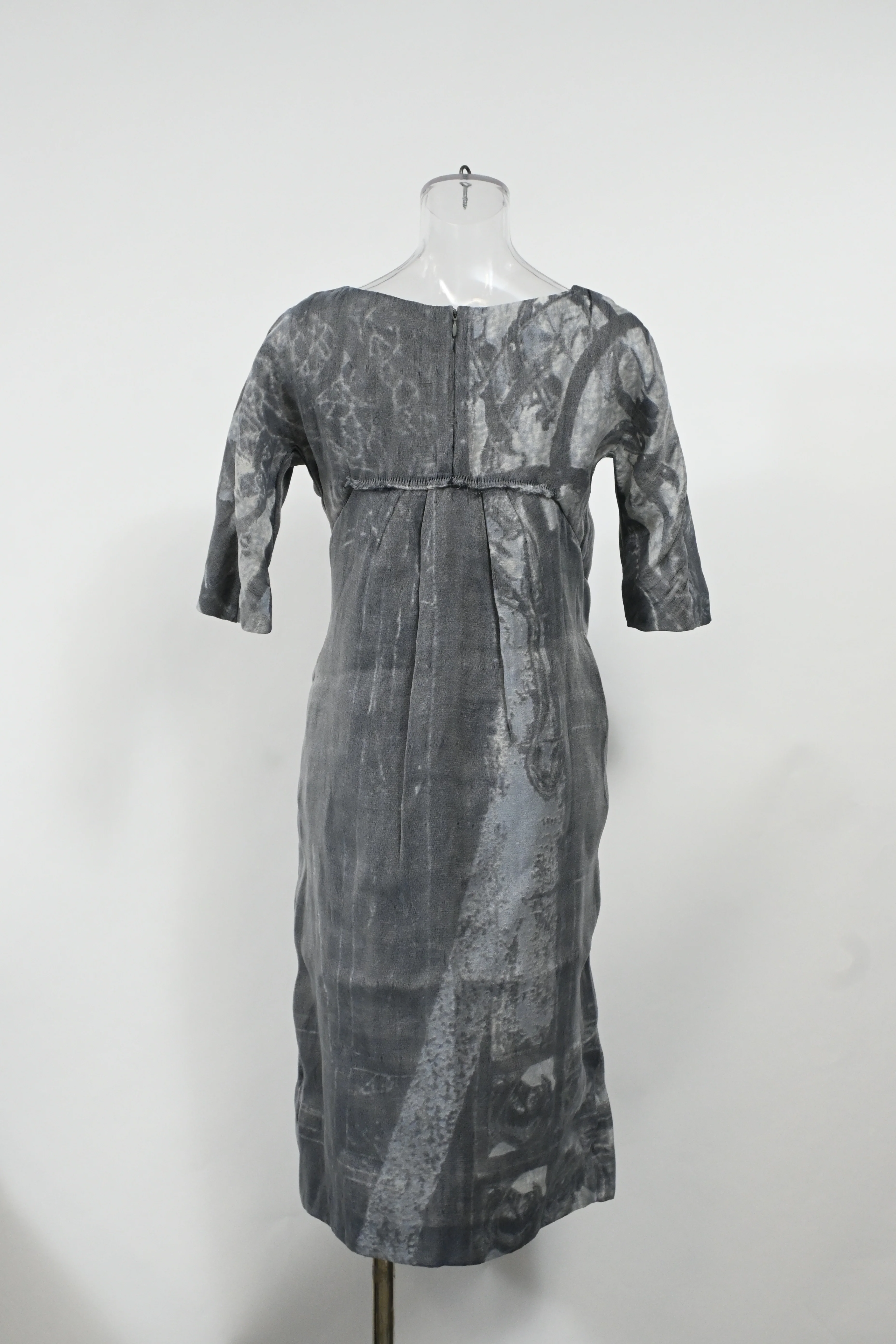 Women's Marni Bleach Effect Midi Short Sleeve Dress in Grey Polyester - Image 8
