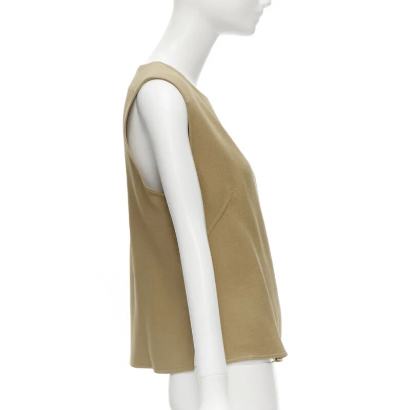 Women's MARNI brown crepe gold button asymmetric draped sleeve boxy top IT40 S - Image 10