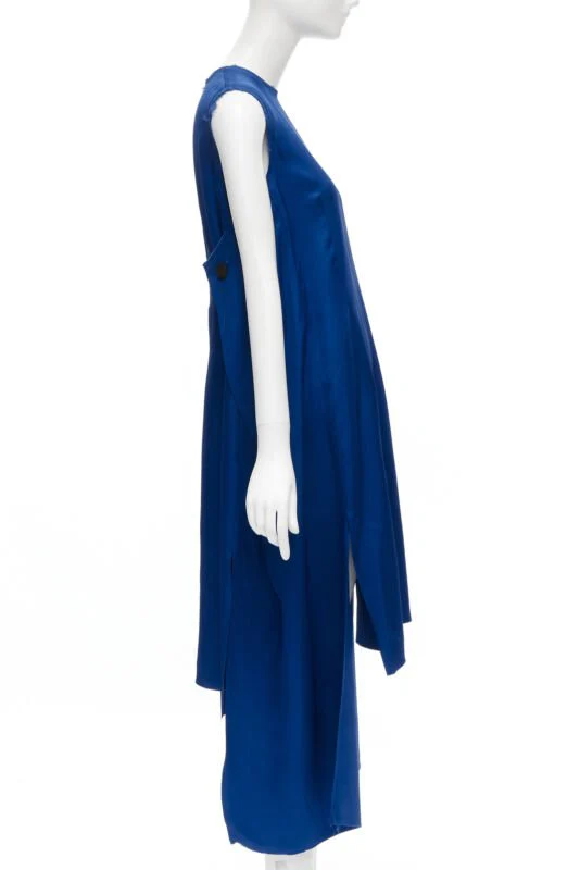 Women's Marni cobalt viscose raw ayed edge step hem fed back dress - Image 10