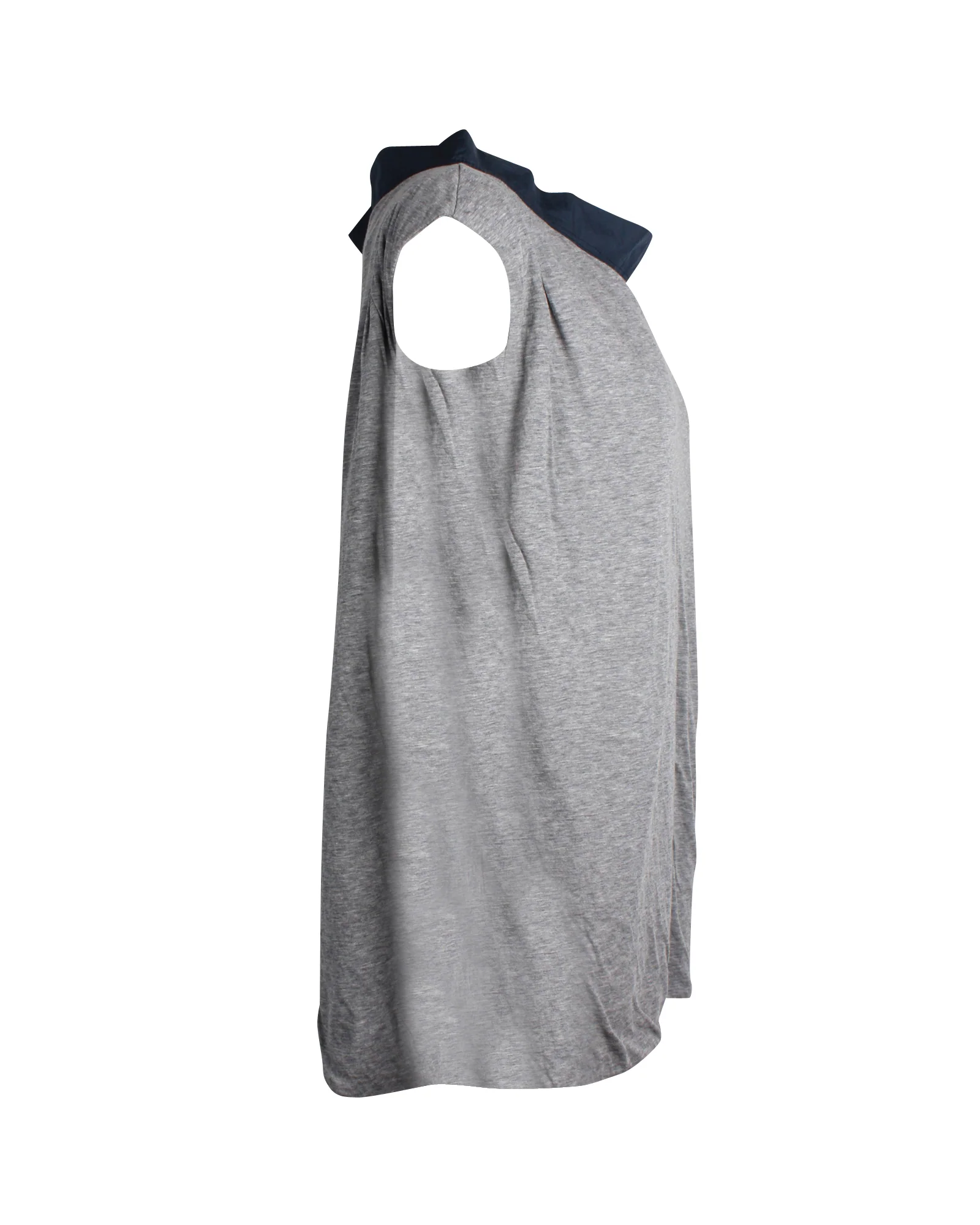 Women's Marni Contrast Collar Cap Sleeve Top in Grey Jersey - Image 2