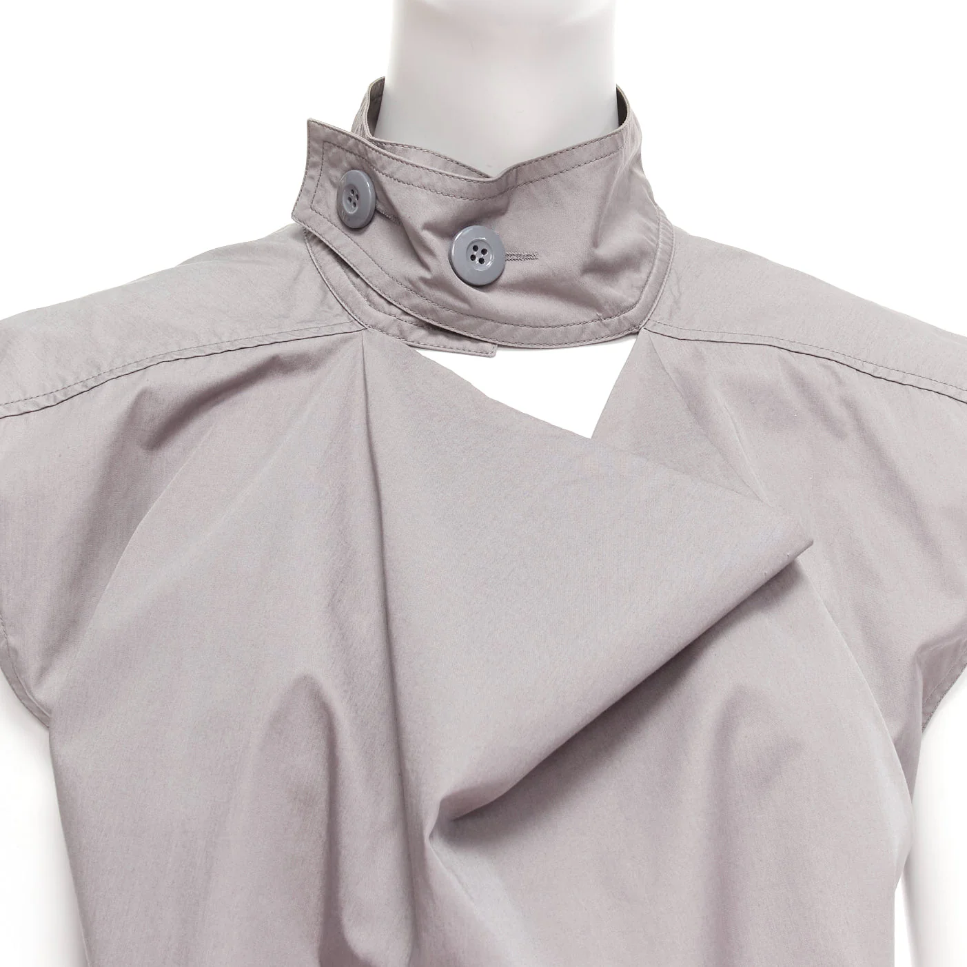 Women's Marni cotton drape cut out collar utility collar boxy top - Image 8