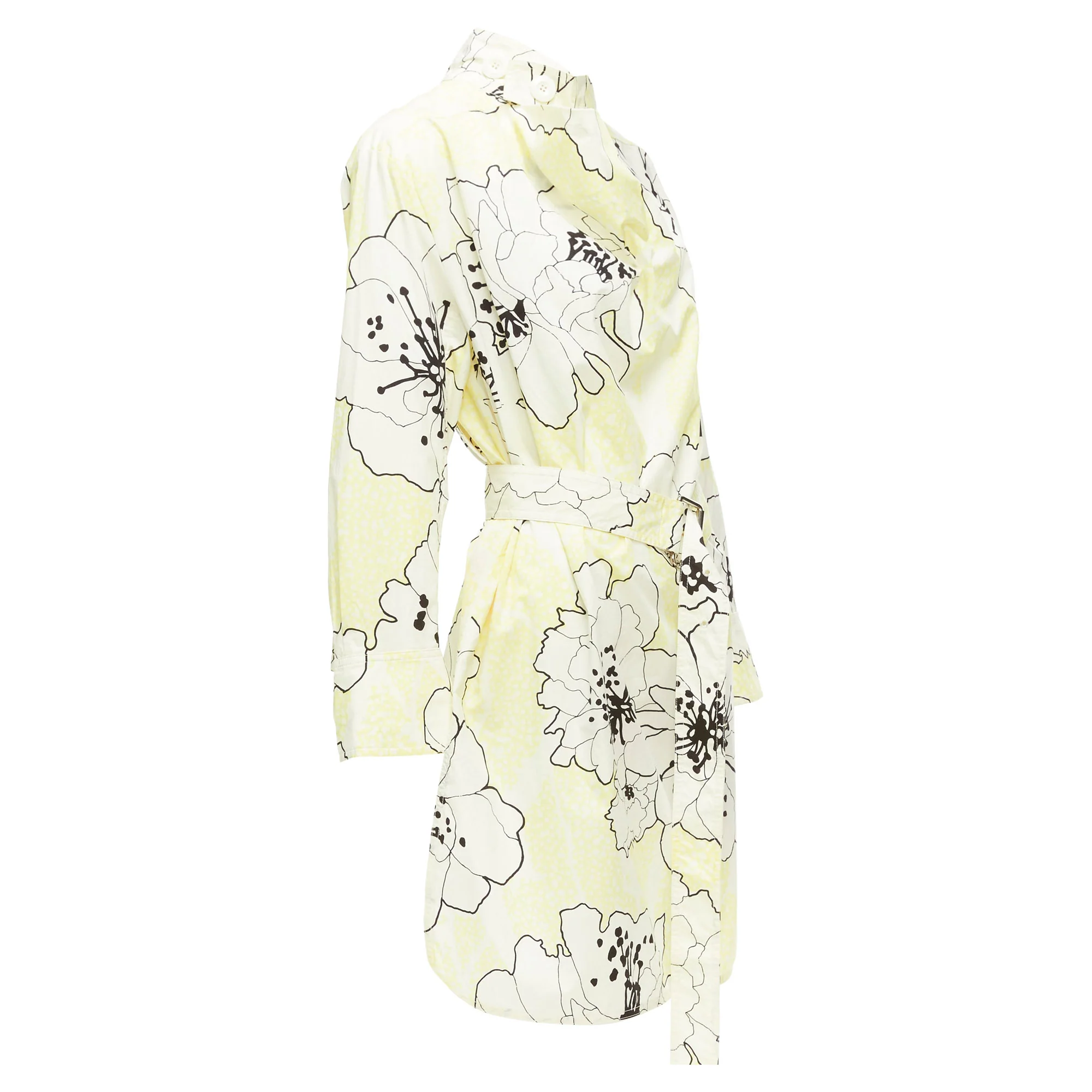 Women's Marni Cotton Floral Print Belted Cowl Neck Dress - Image 3