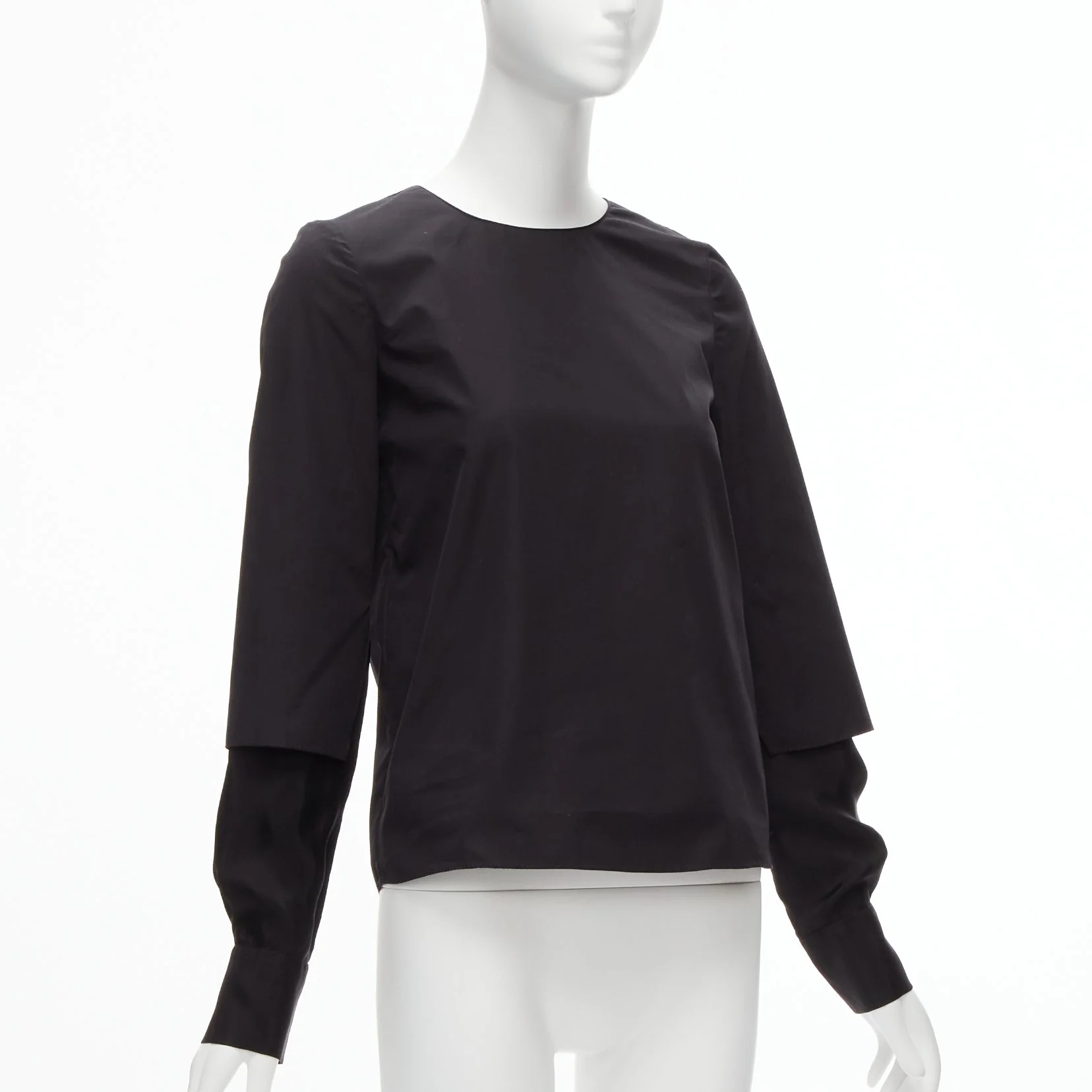 Women's Marni cotton layer sleeves minimal crew neck blouse top - Image 9