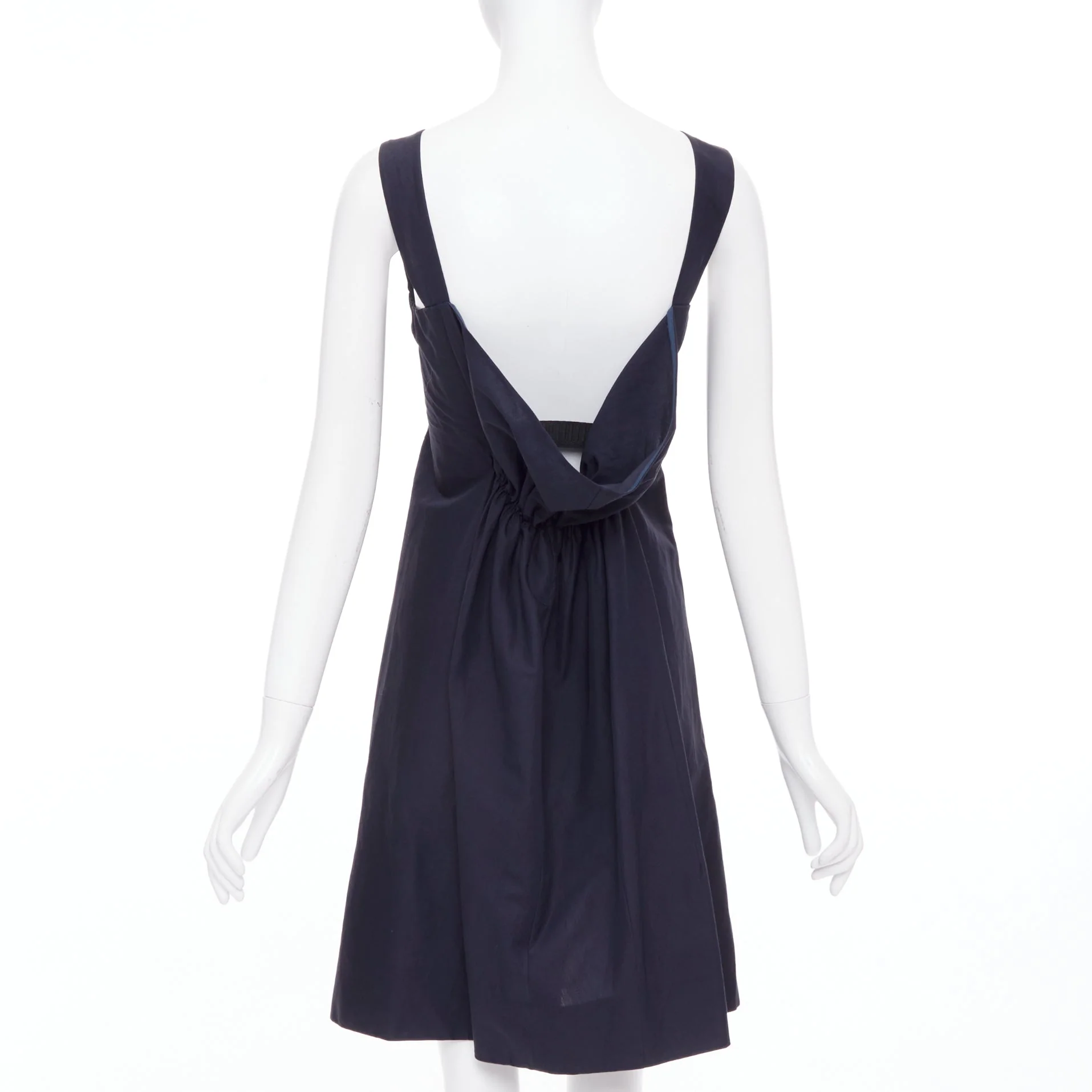 Women's Marni cotton linen blend dipped cowl neck back shift dress - Image 5