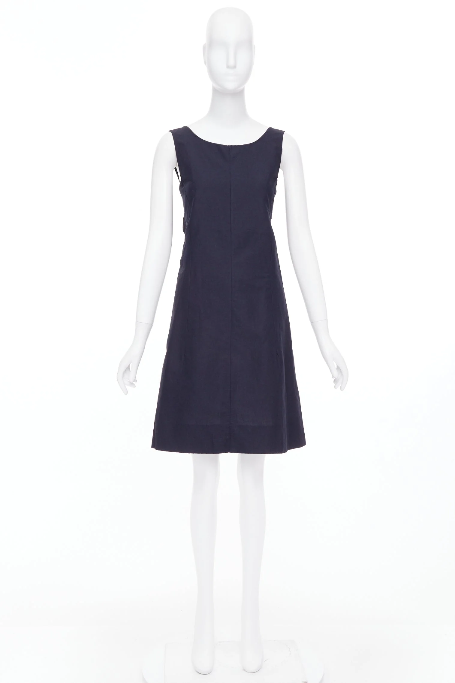 Women's Marni cotton linen blend dipped cowl neck back shift dress - Image 9