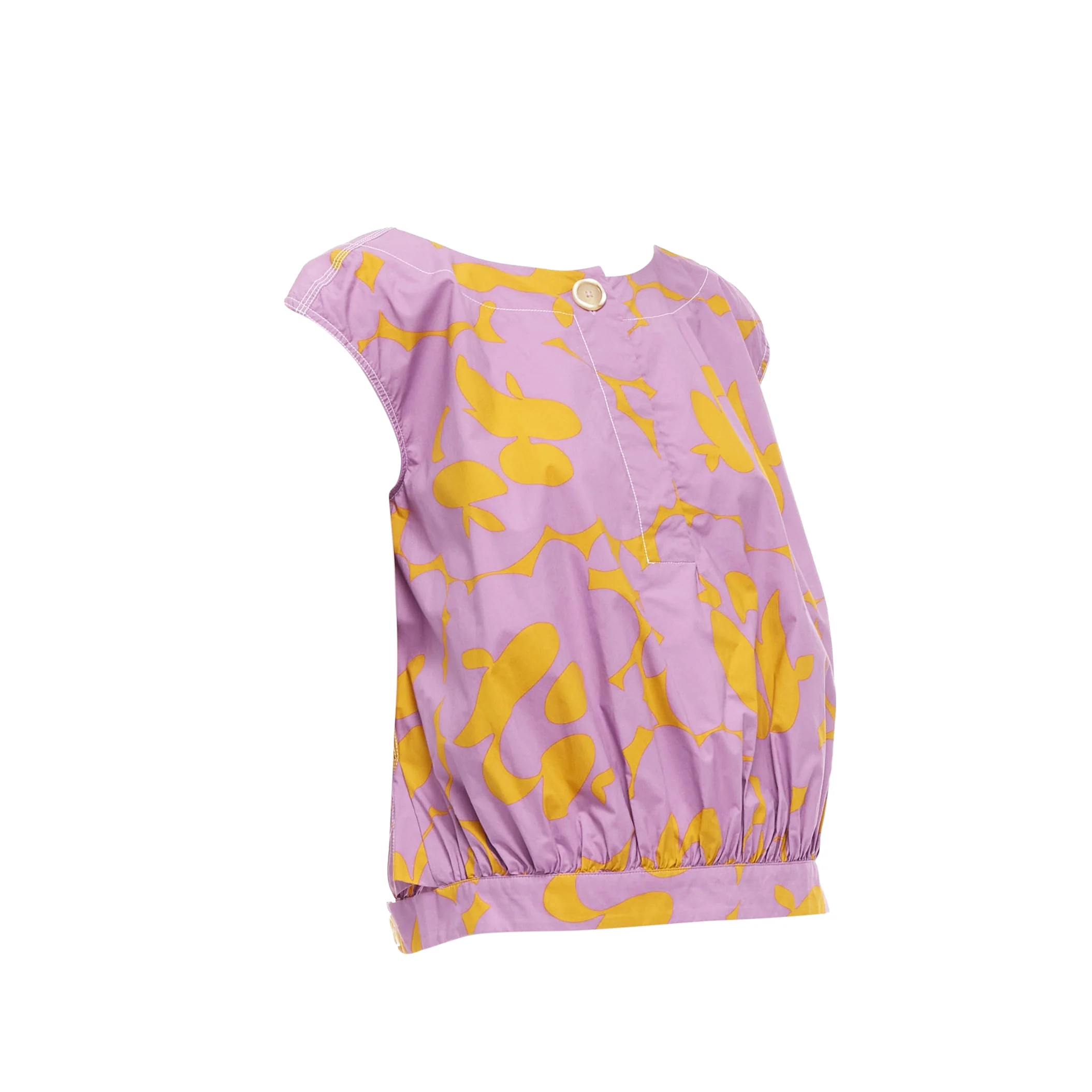 Women's Marni cotton mtard abstract floral overstitched boxy vest - Image 3