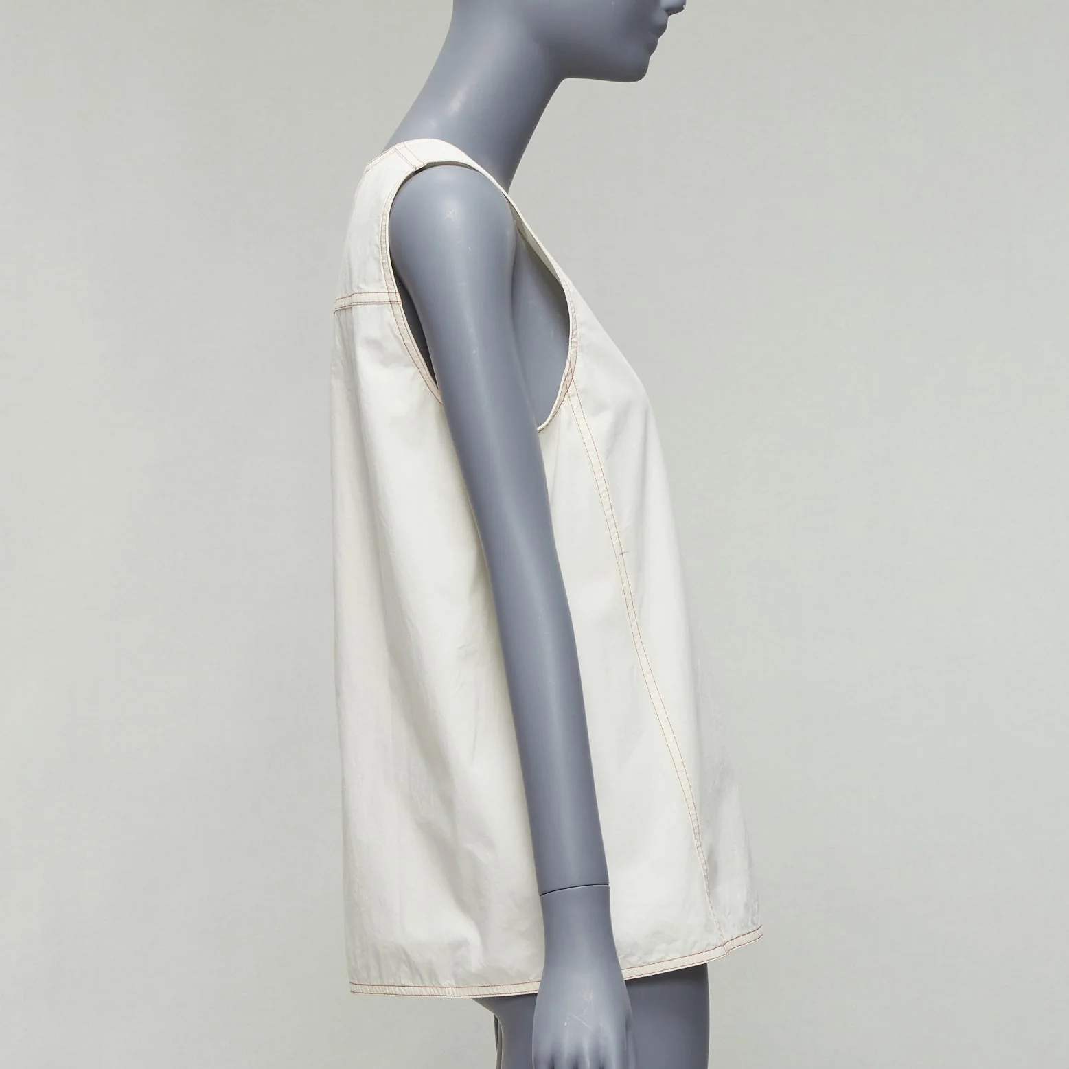 Women's Marni cotton overstitch boxy scoop neck utility vest - Image 10