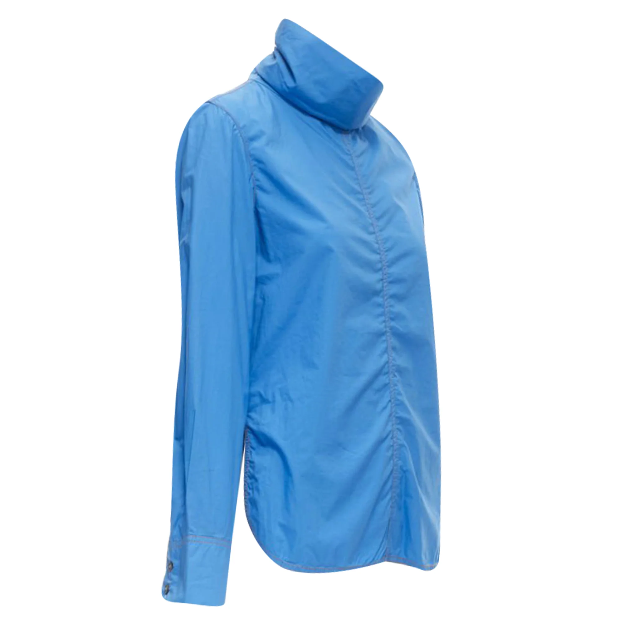 Women's Marni cotton overstitch funnel neck long sleeve curved hem shirt - Image 3