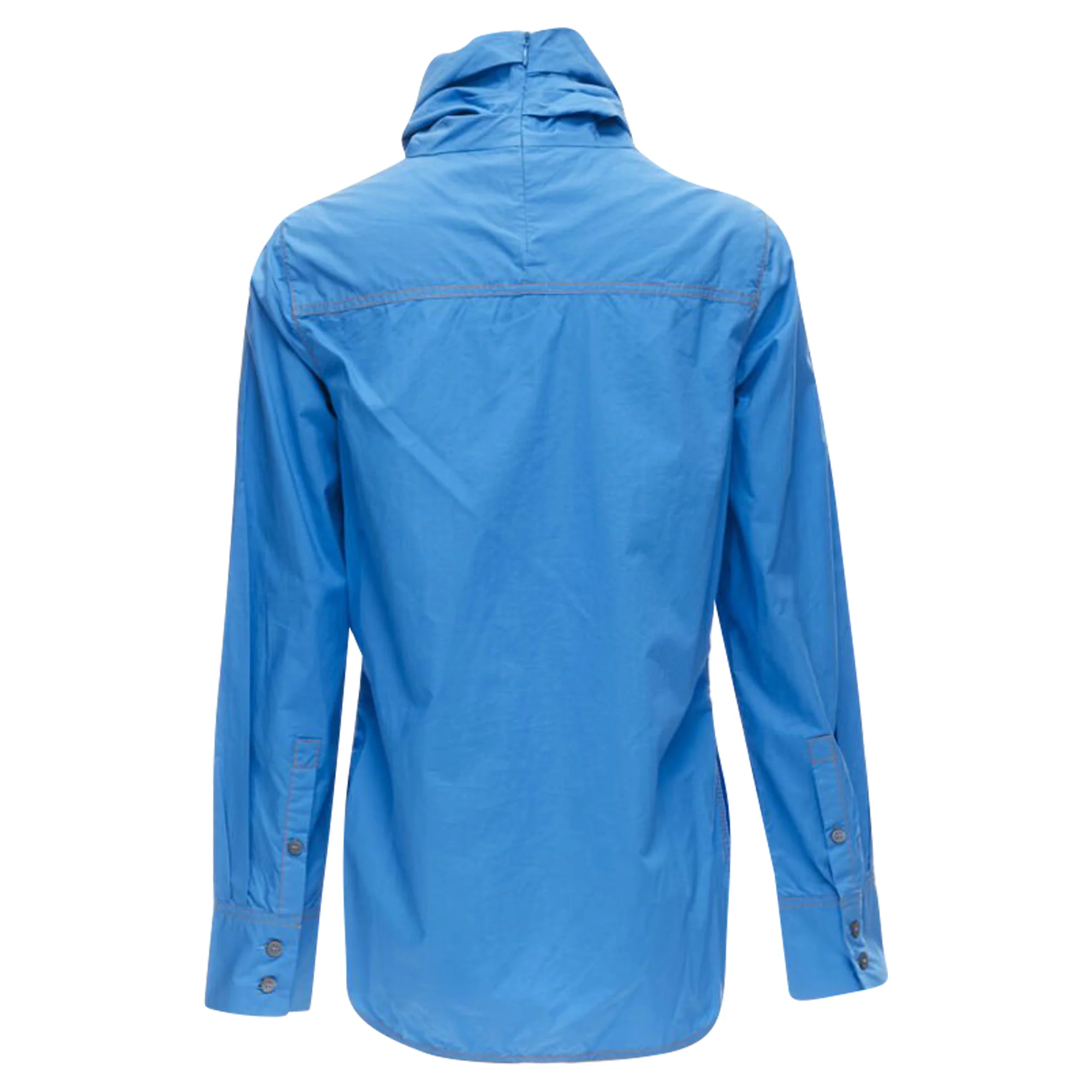 Women's Marni cotton overstitch funnel neck long sleeve curved hem shirt - Image 5