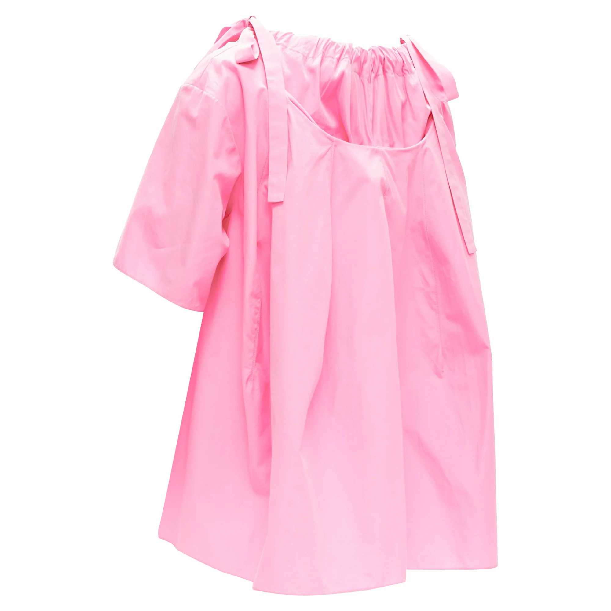Women's Marni cotton side drawstring collar trapeze top - Image 2
